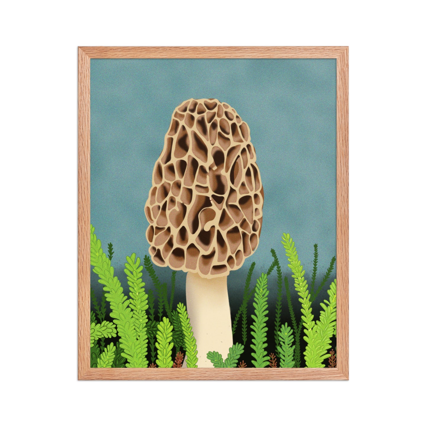 Morel Mushroom Wall Art | Hand-Painted Forest Fungi Print | Woodland Home Décor