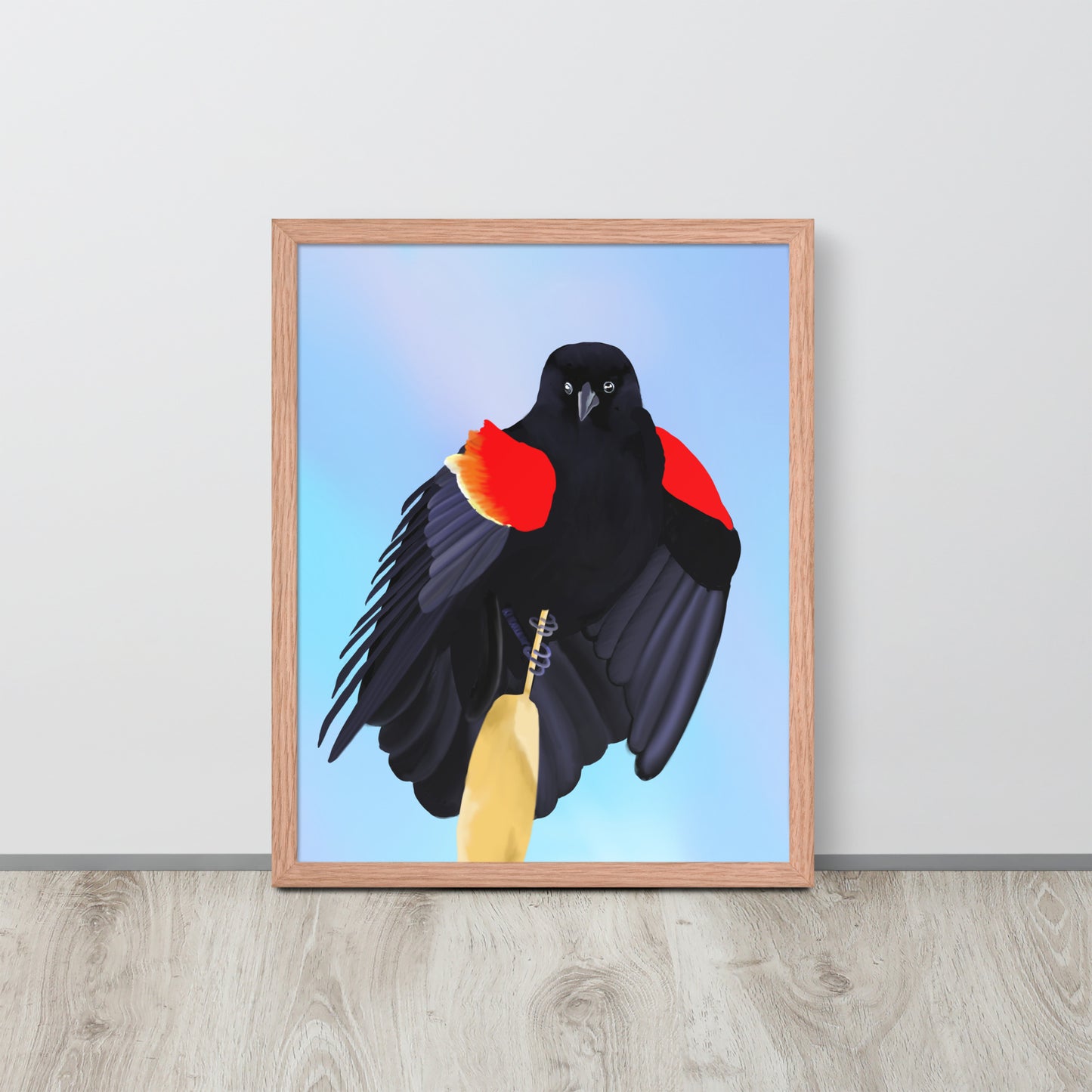 Red-Winged Blackbird Art Print – Hand-Painted Wildlife | Nature Wall Decor