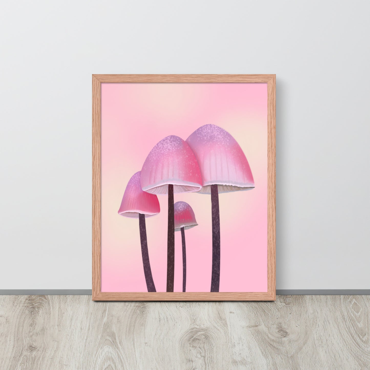 Pink Mushroom Wall Art | Whimsical Botanical Print