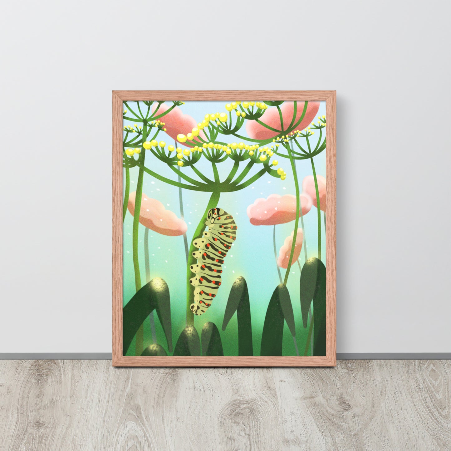 Caterpillar Art Print – Hand-Painted Botanical Wall Art | Nursery & Nature Decor