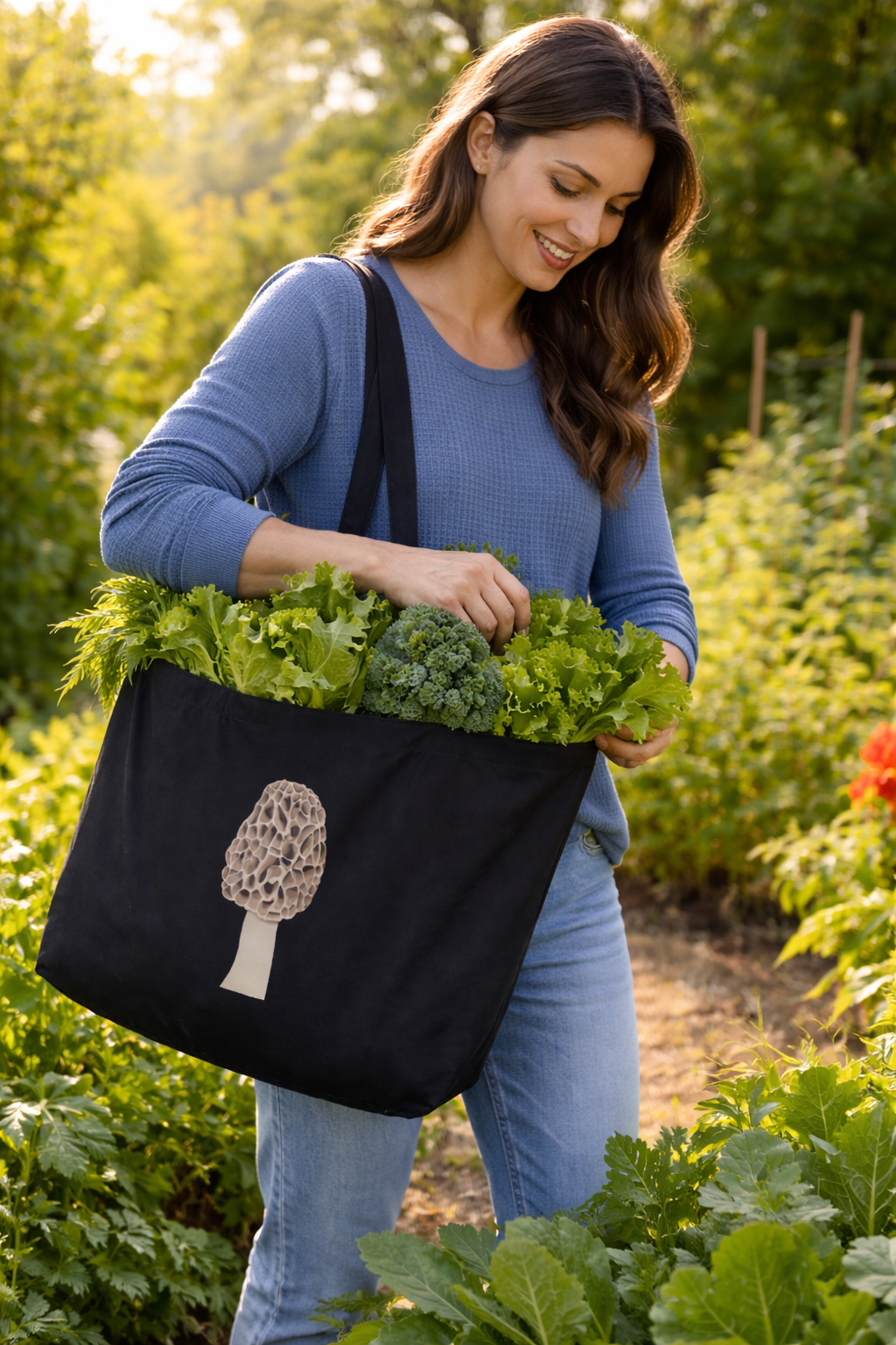 Morel Mushroom Large Organic Cotton Tote Bag | Eco-Friendly & Reusable