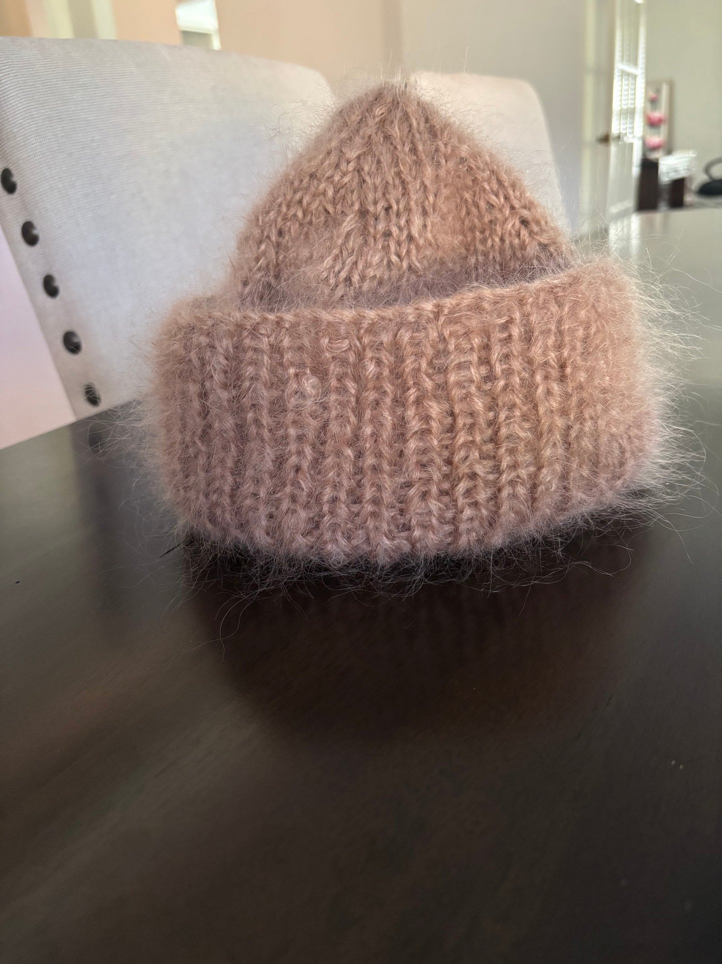 Taupe Mohair Toque | Hand-Knit Luxury Winter Hat | Made in Canada