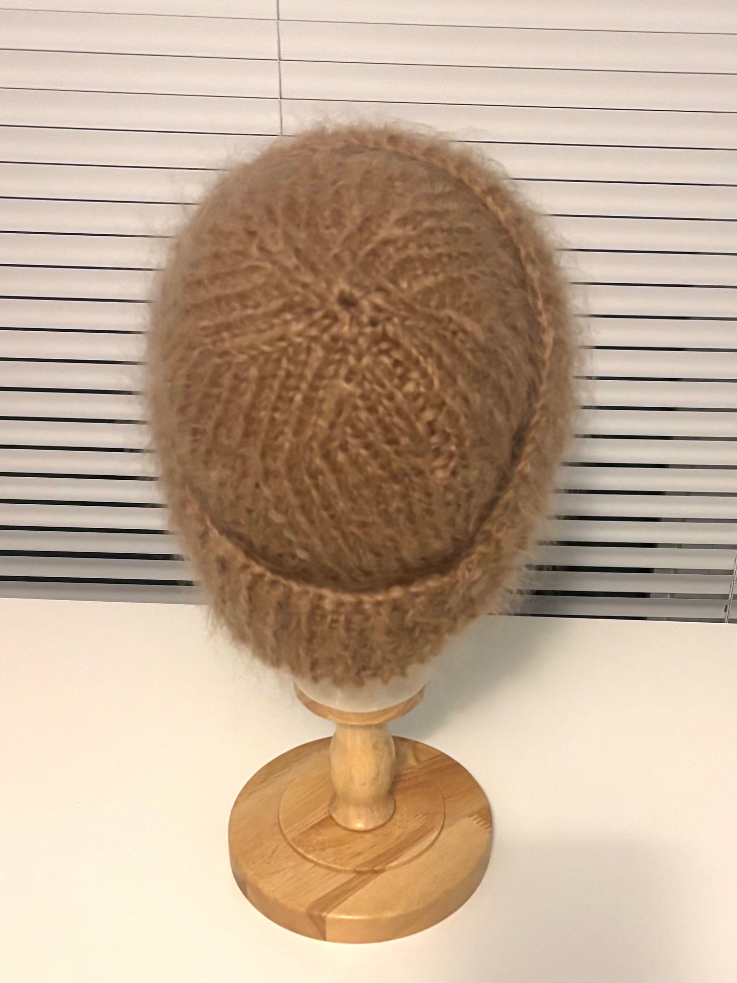 Beige Mohair Toque | Hand-Knit in Canada | Oversized Cuff Winter Hat