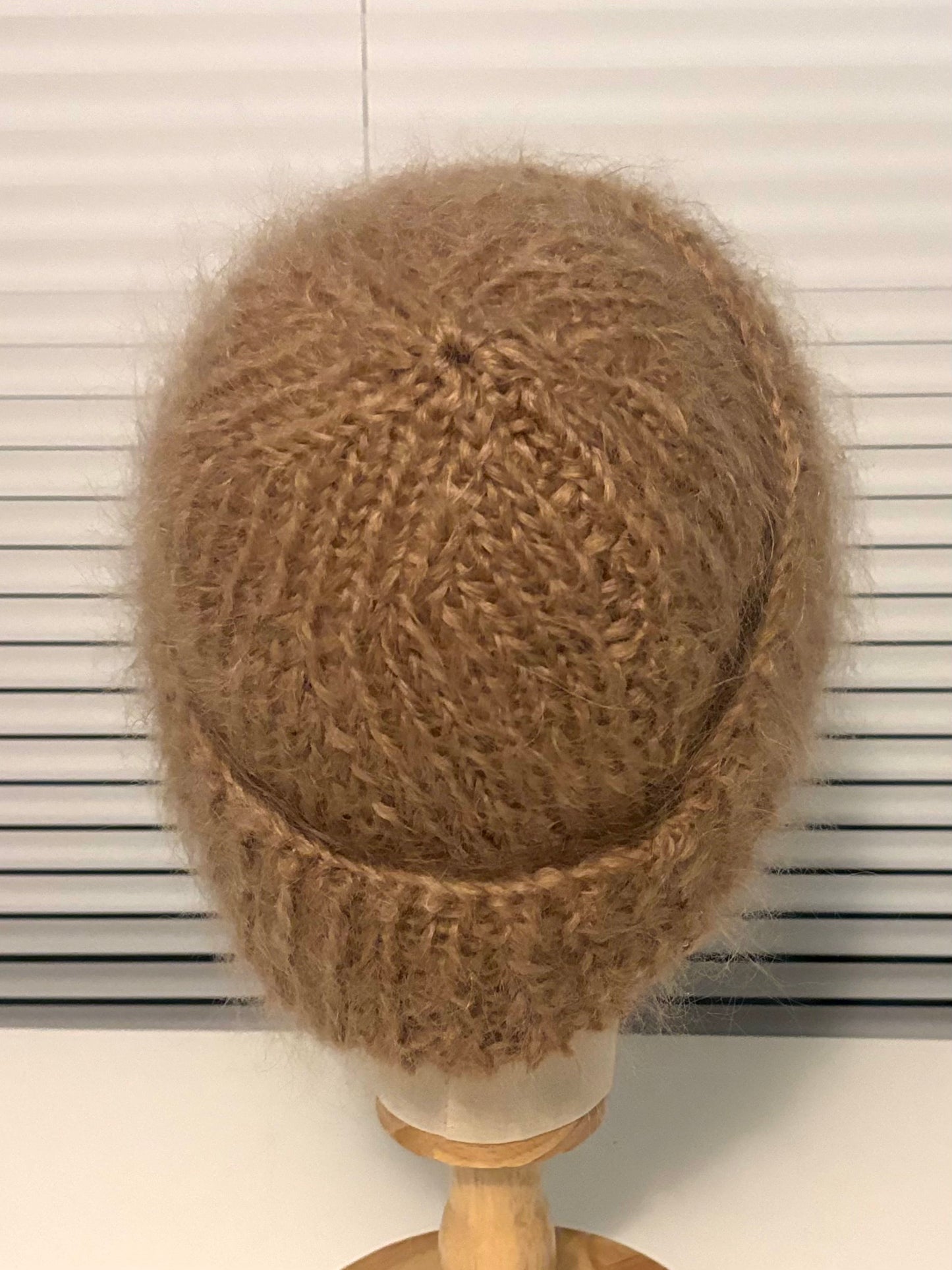 Beige Mohair Toque | Hand-Knit in Canada | Oversized Cuff Winter Hat