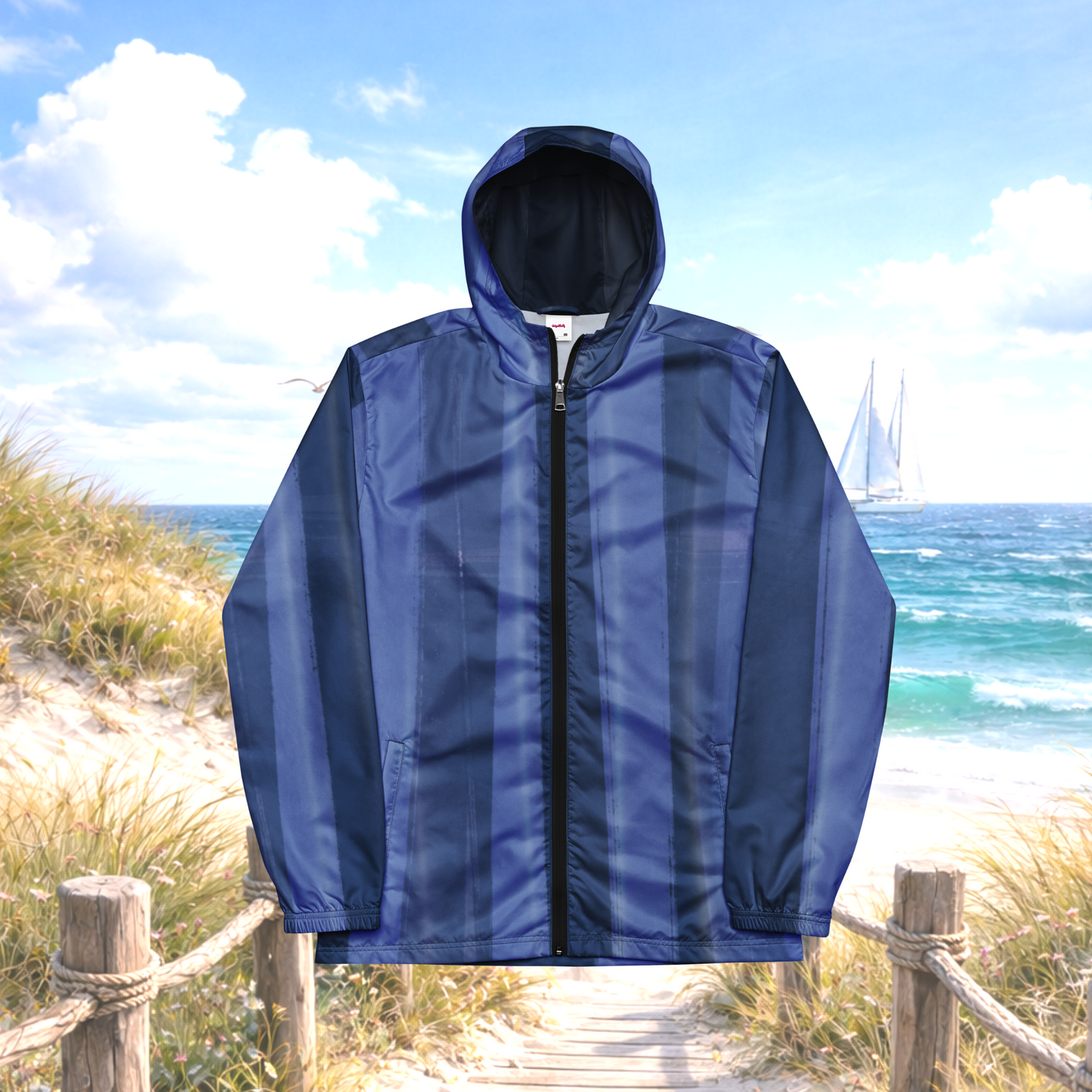 Blue and Indigo Water-Resistant Windbreaker: Men's Lightweight Mesh-Lined Jacket