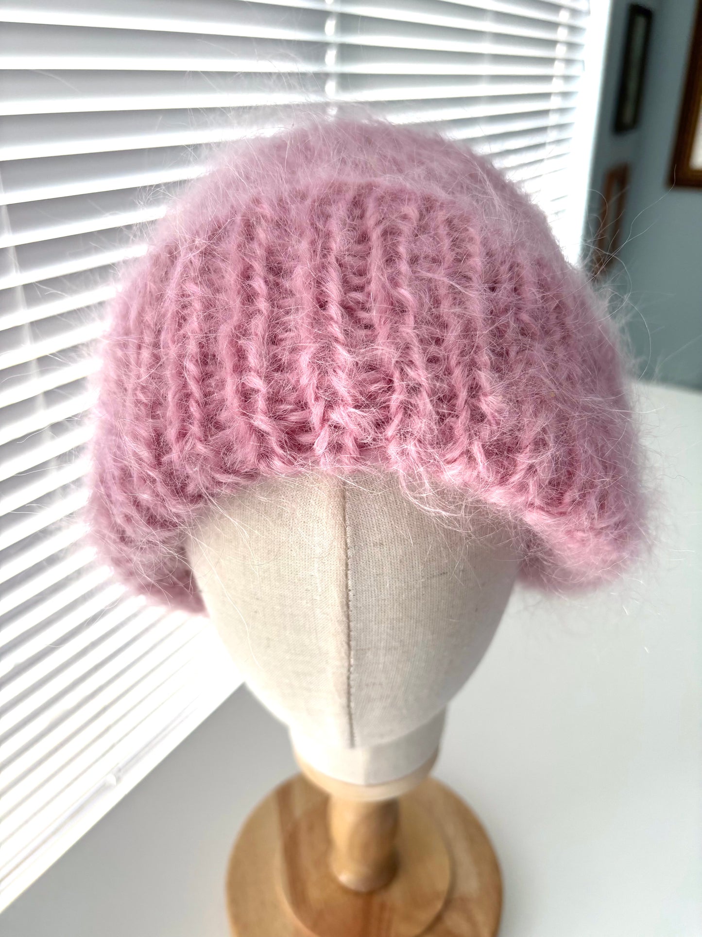 Pink Mohair Toque | Hand-Knit in Canada | Oversized Cuff Winter Hat