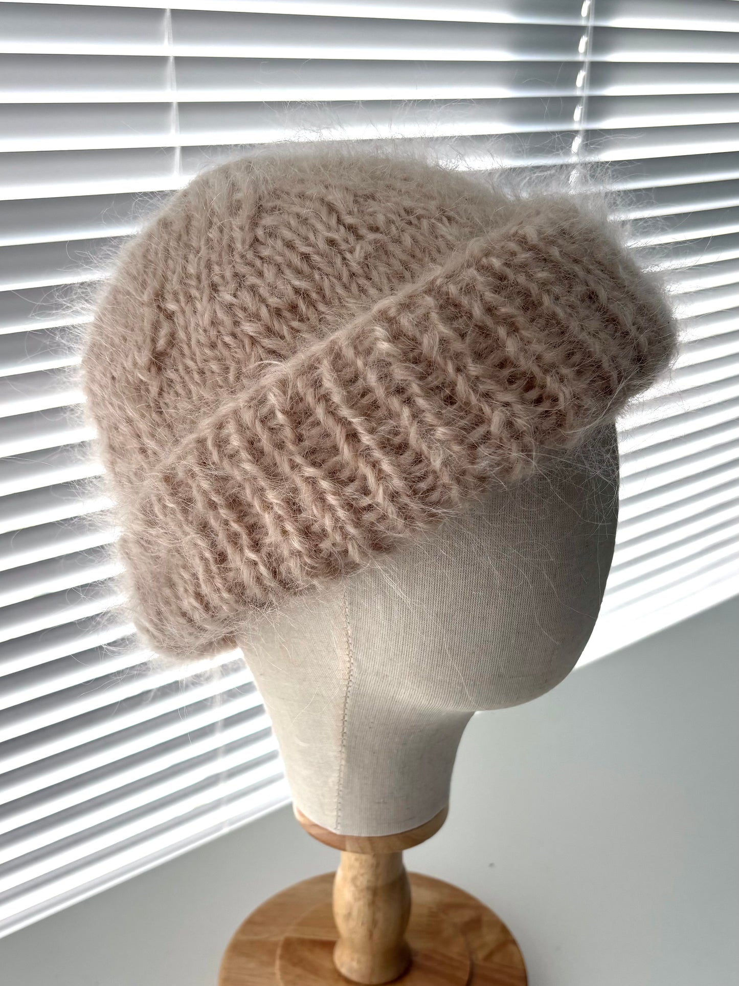 Taupe Mohair Toque | Hand-Knit Luxury Winter Hat | Made in Canada