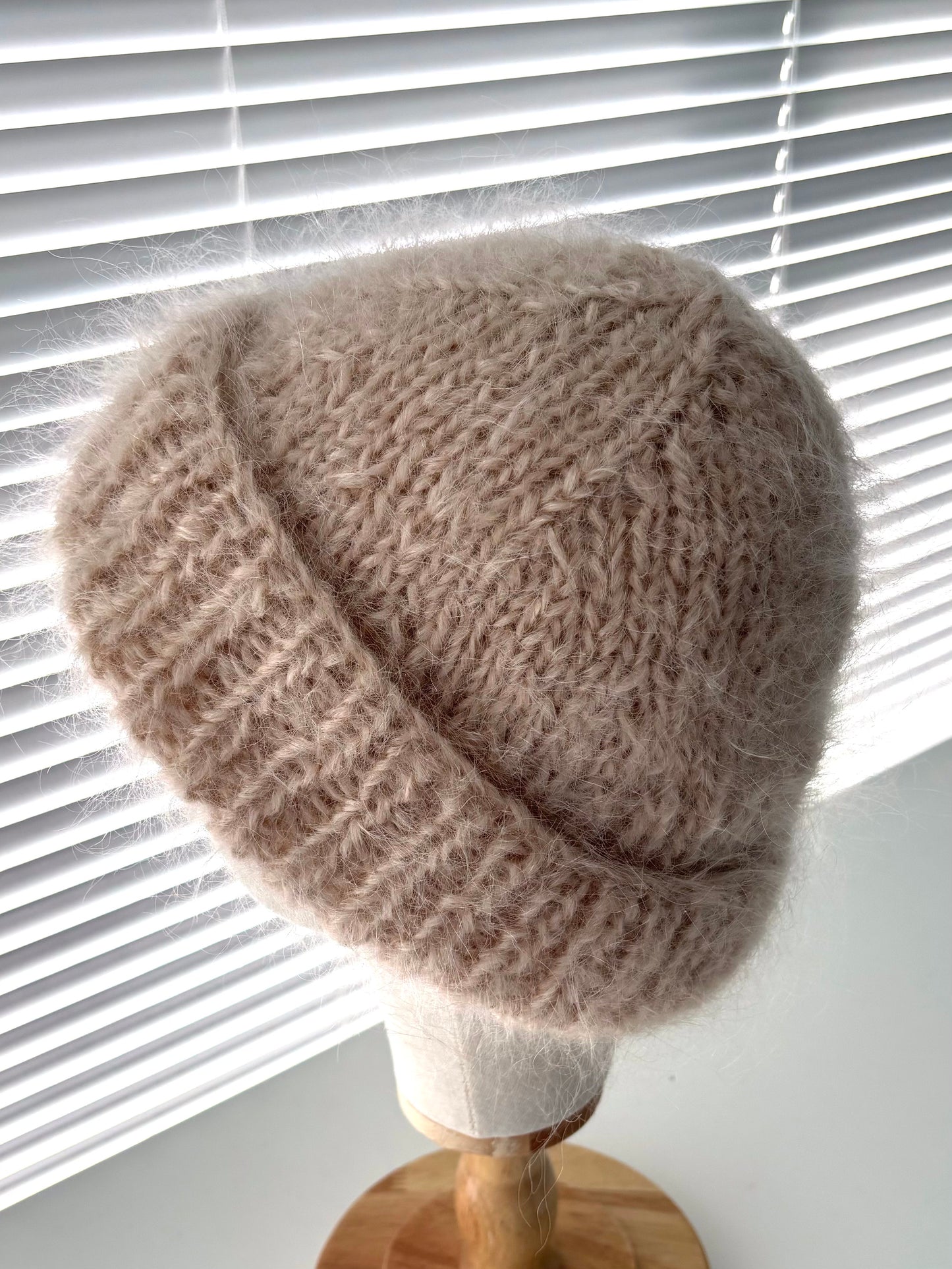 Taupe Mohair Toque | Hand-Knit Luxury Winter Hat | Made in Canada