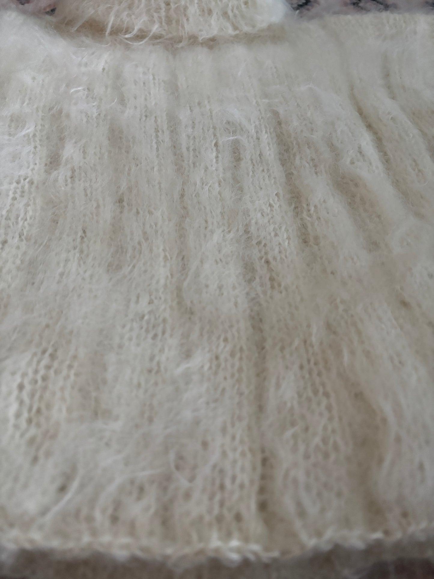 Hand-Knit Cream Mohair Turtleneck Sweater