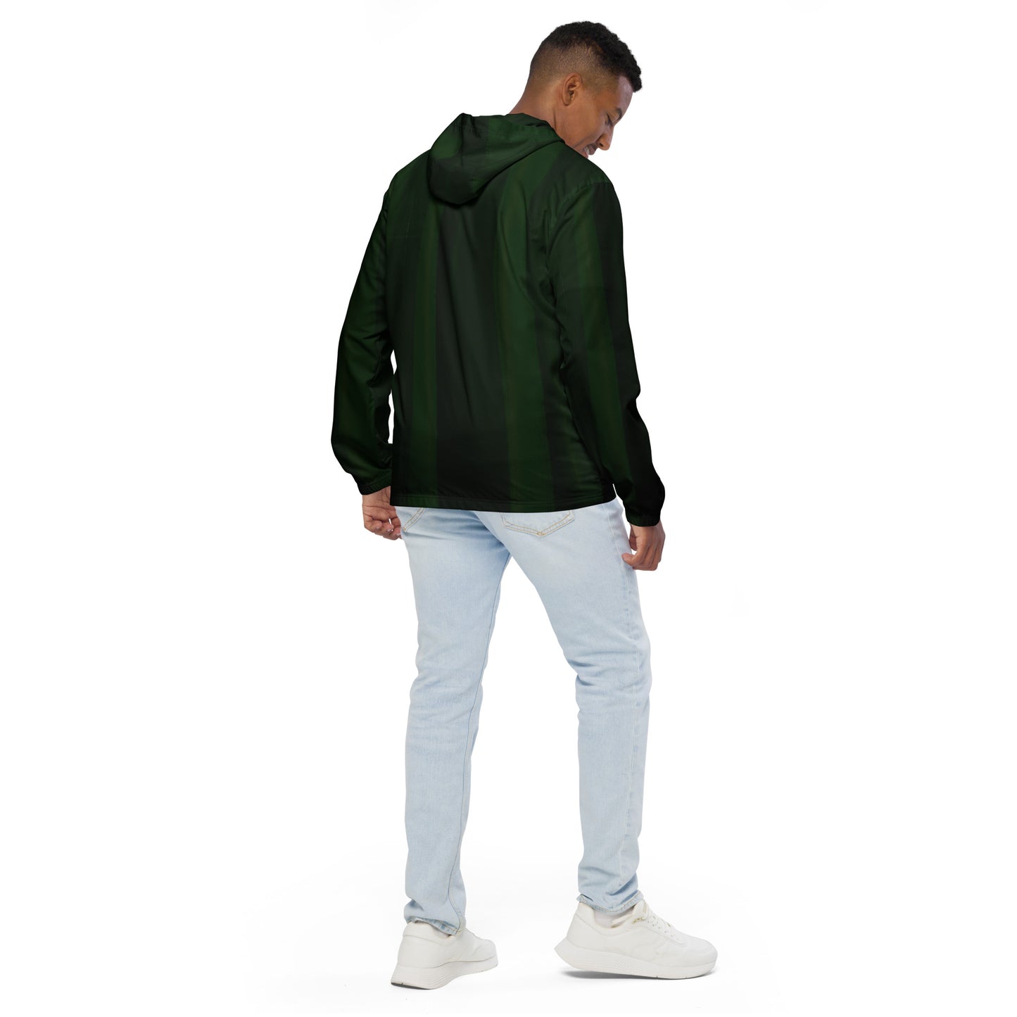 Dark Green Water-Resistant Windbreaker: Men's Lightweight Mesh-Lined Jacket