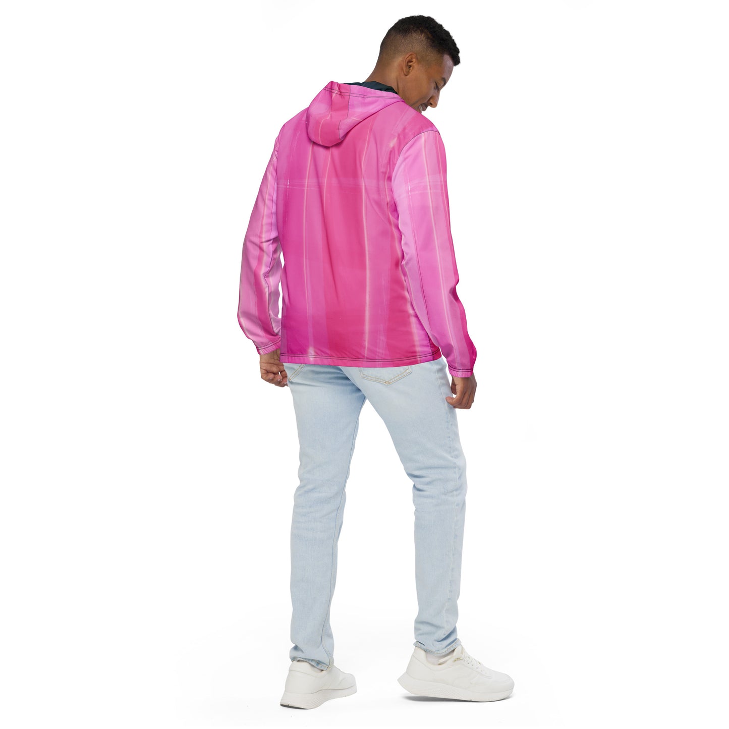 Pink Water-Resistant Windbreaker: Men's Lightweight Mesh-Lined Jacket
