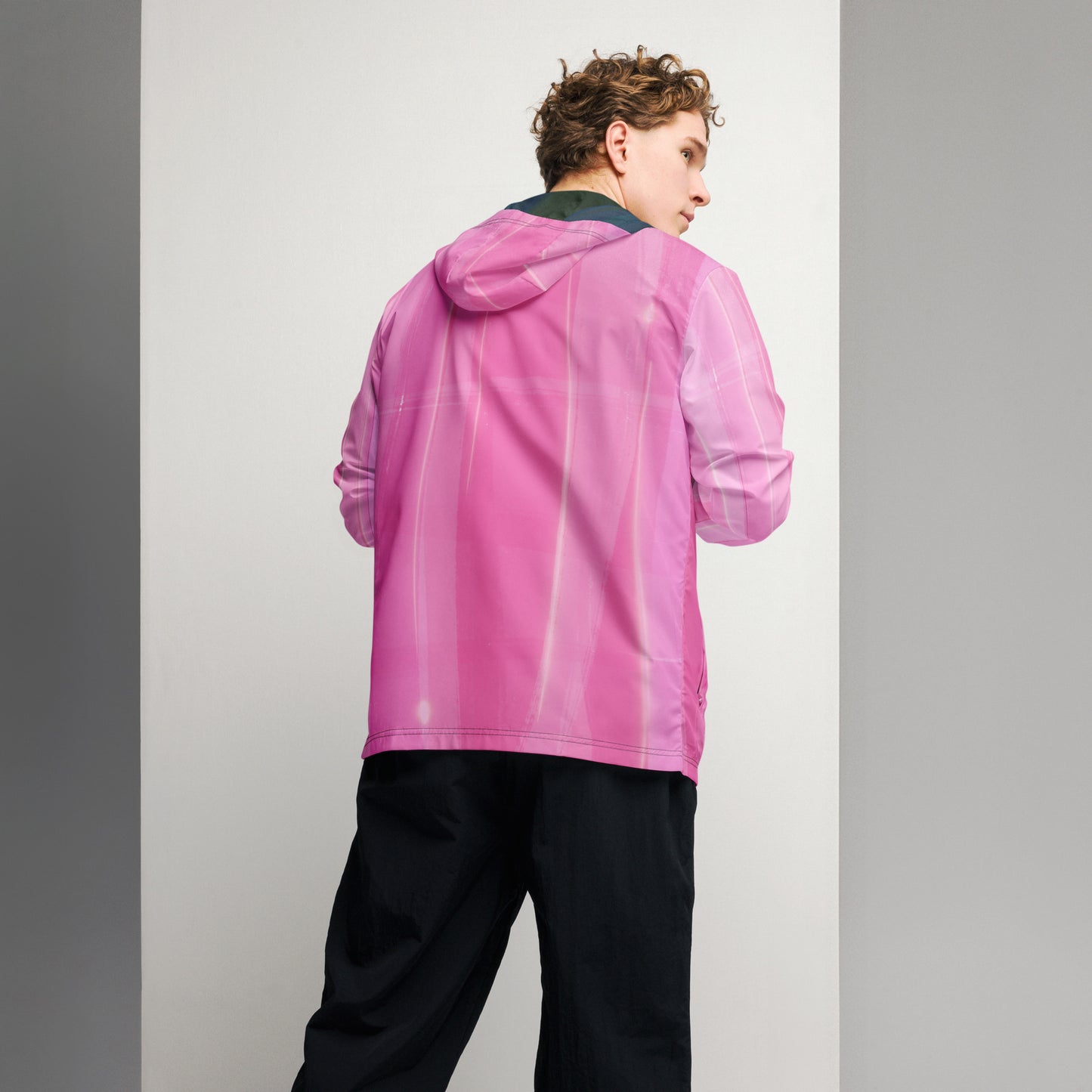 Pink Water-Resistant Windbreaker: Men's Lightweight Mesh-Lined Jacket