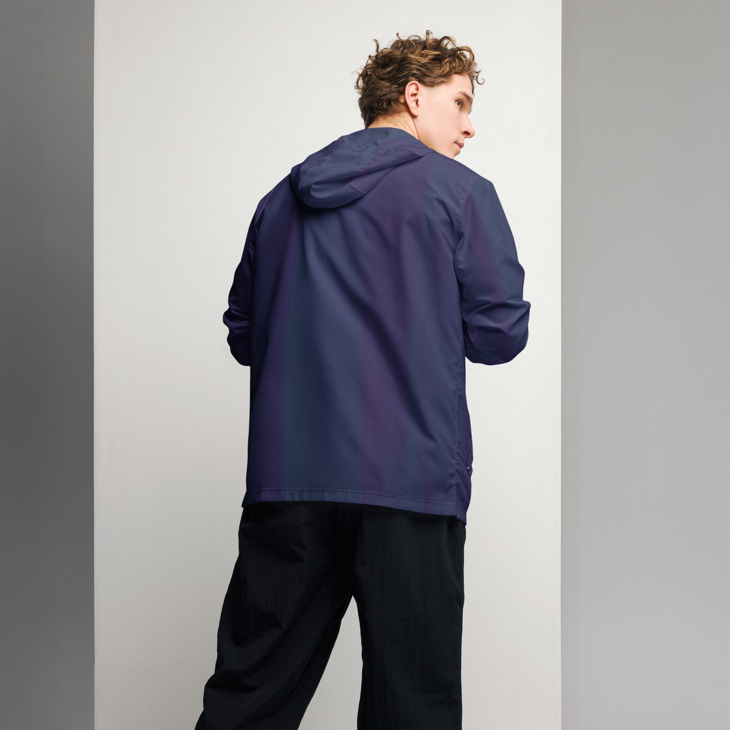 Purple Water-Resistant Windbreaker: Men's Lightweight Mesh-Lined Jacket