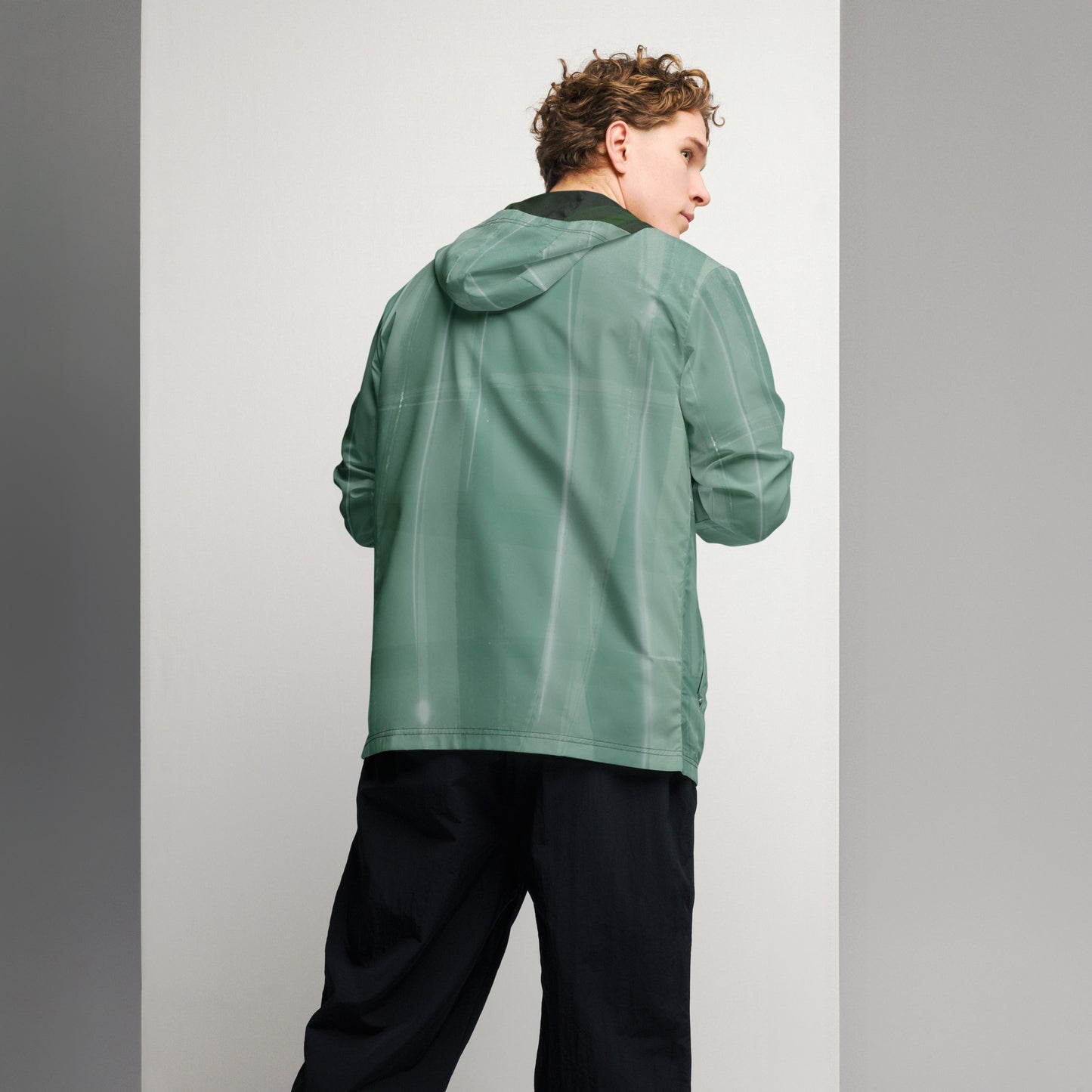 Sage Green Water-Resistant Windbreaker, Men's Lightweight Mesh-Lined Jacket
