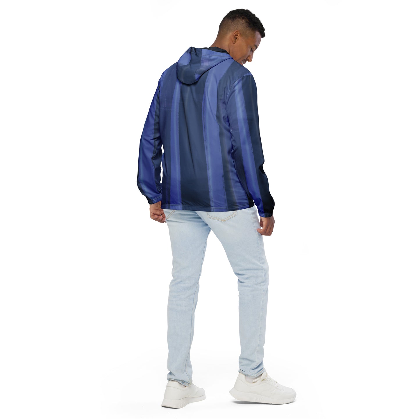Blue and Indigo Water-Resistant Windbreaker: Men's Lightweight Mesh-Lined Jacket
