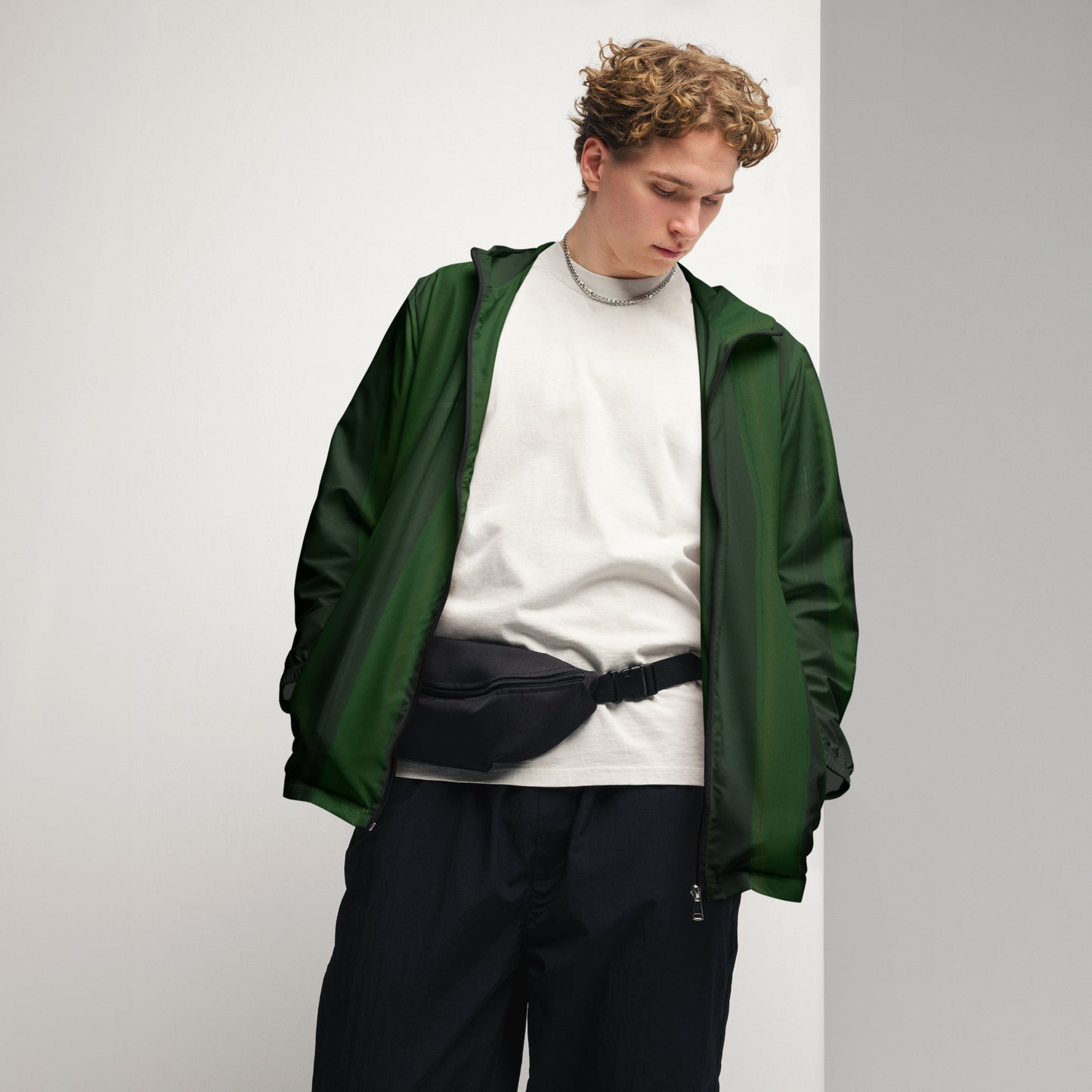 Dark Green Water-Resistant Windbreaker: Men's Lightweight Mesh-Lined Jacket