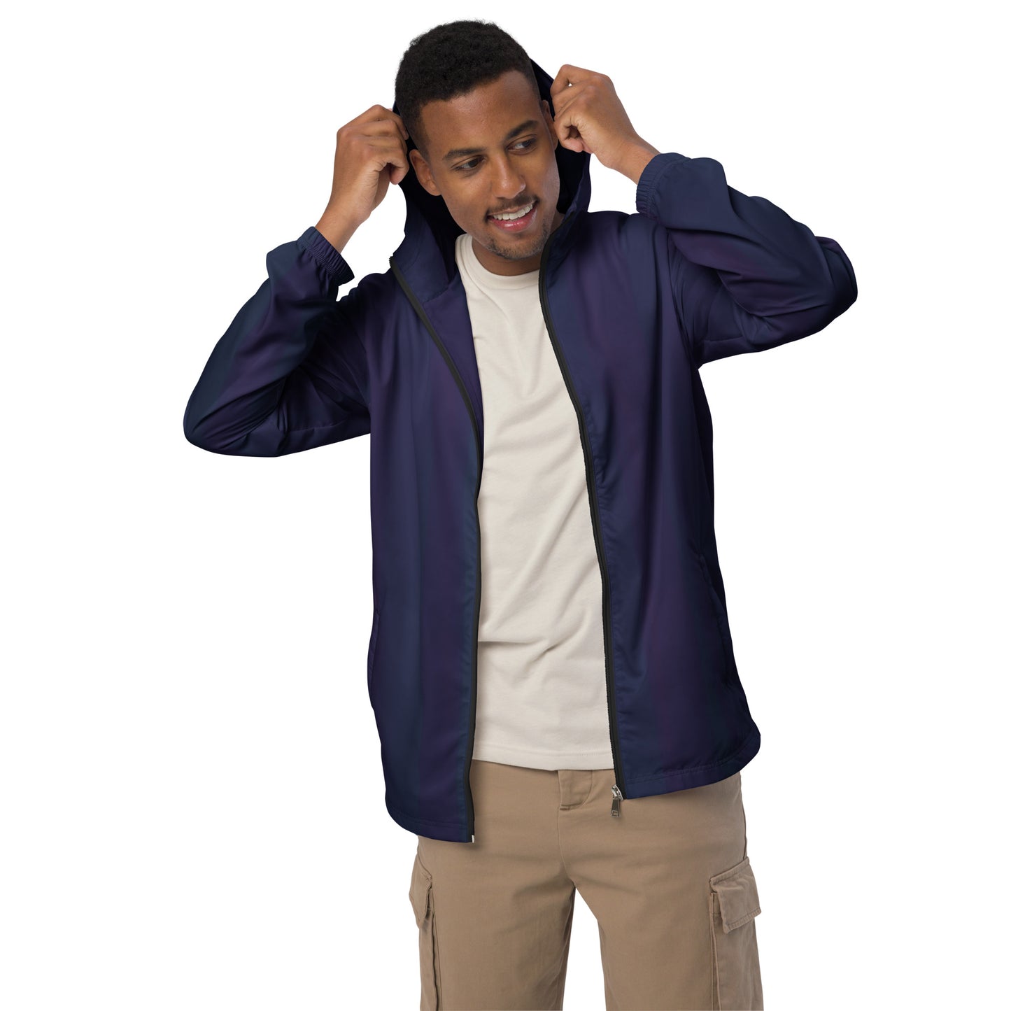 Purple Water-Resistant Windbreaker: Men's Lightweight Mesh-Lined Jacket