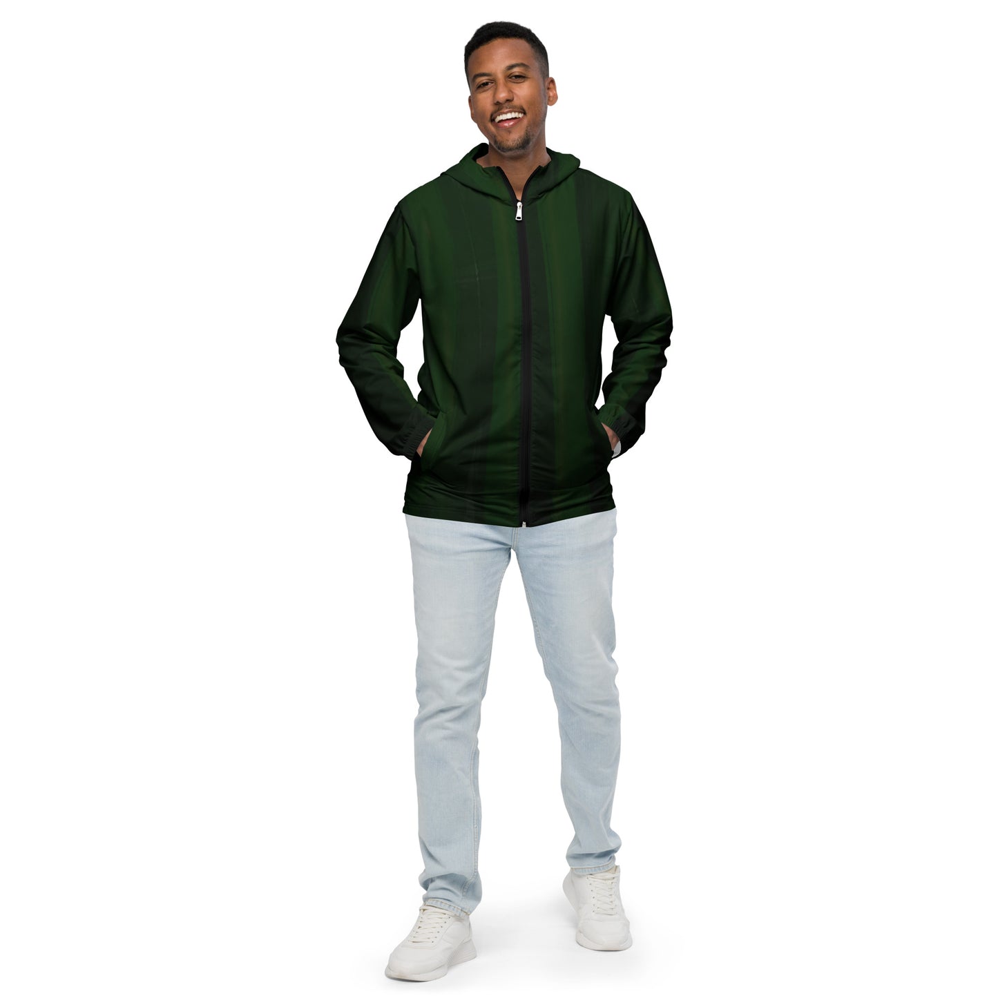 Dark Green Water-Resistant Windbreaker: Men's Lightweight Mesh-Lined Jacket