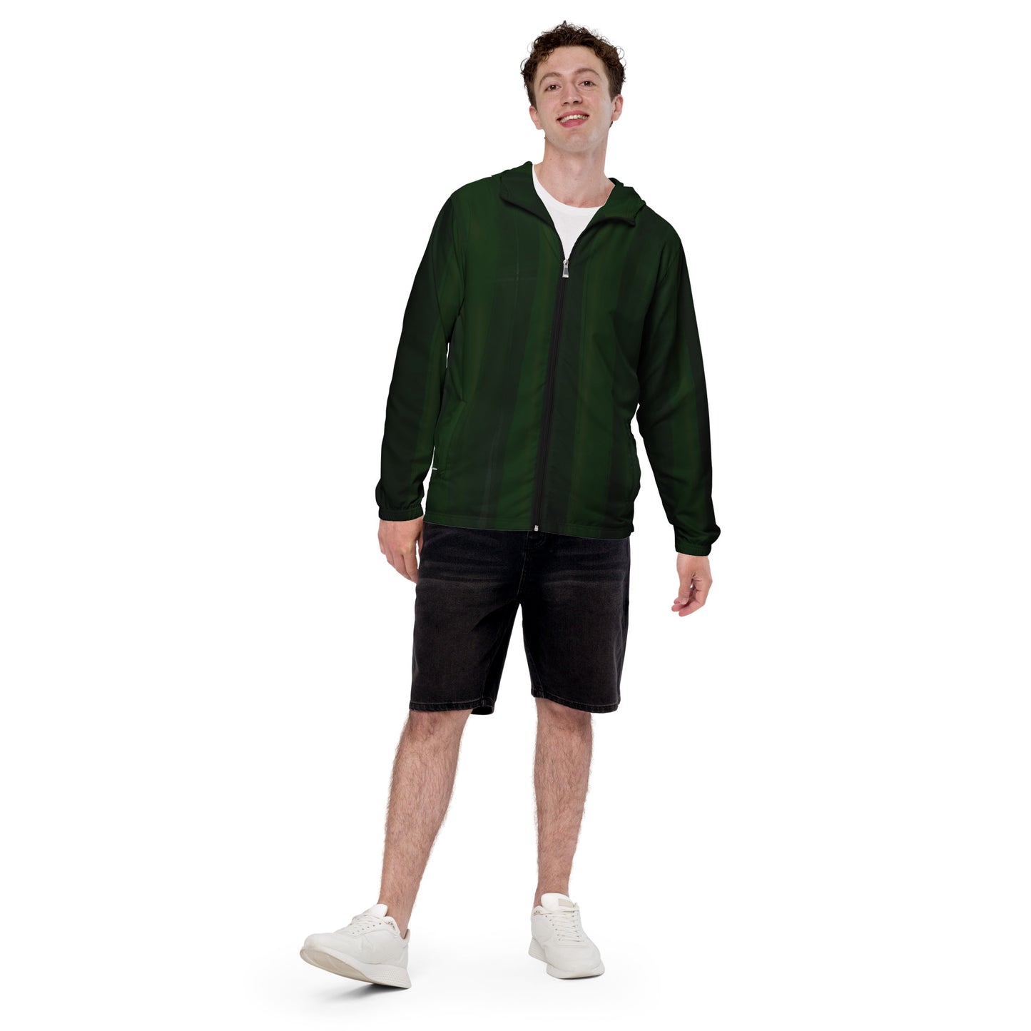 Dark Green Water-Resistant Windbreaker: Men's Lightweight Mesh-Lined Jacket