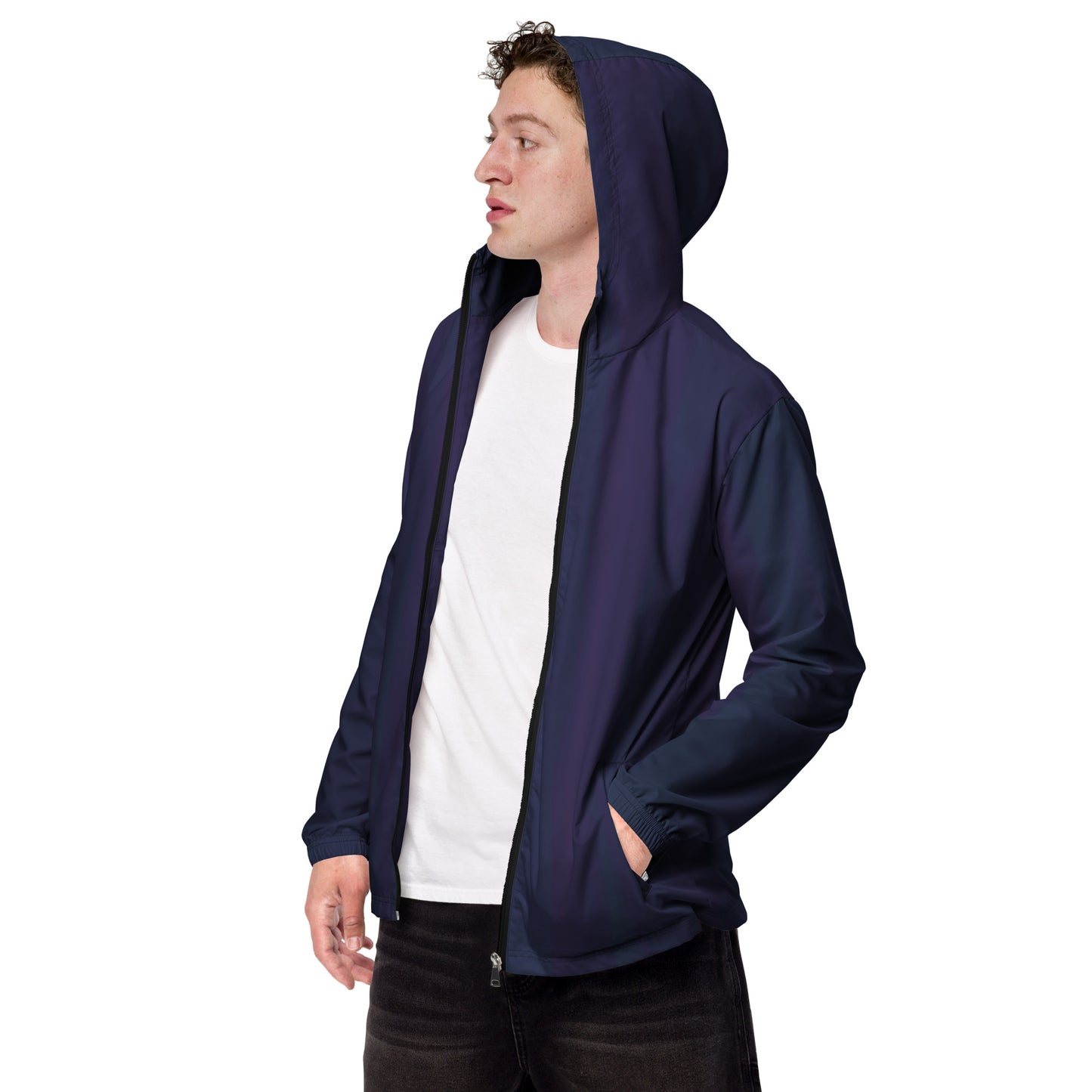 Purple Water-Resistant Windbreaker: Men's Lightweight Mesh-Lined Jacket