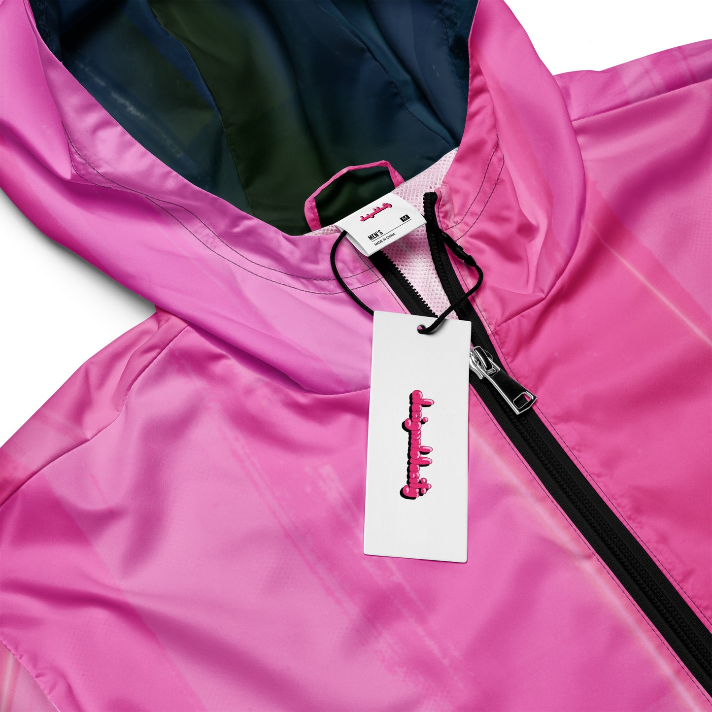 Pink Water-Resistant Windbreaker: Men's Lightweight Mesh-Lined Jacket