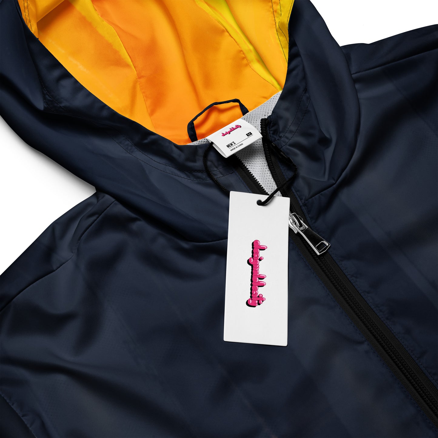 Indigo and Yellow Water-Resistant Windbreaker: Men's Lightweight Mesh-Lined Jacket