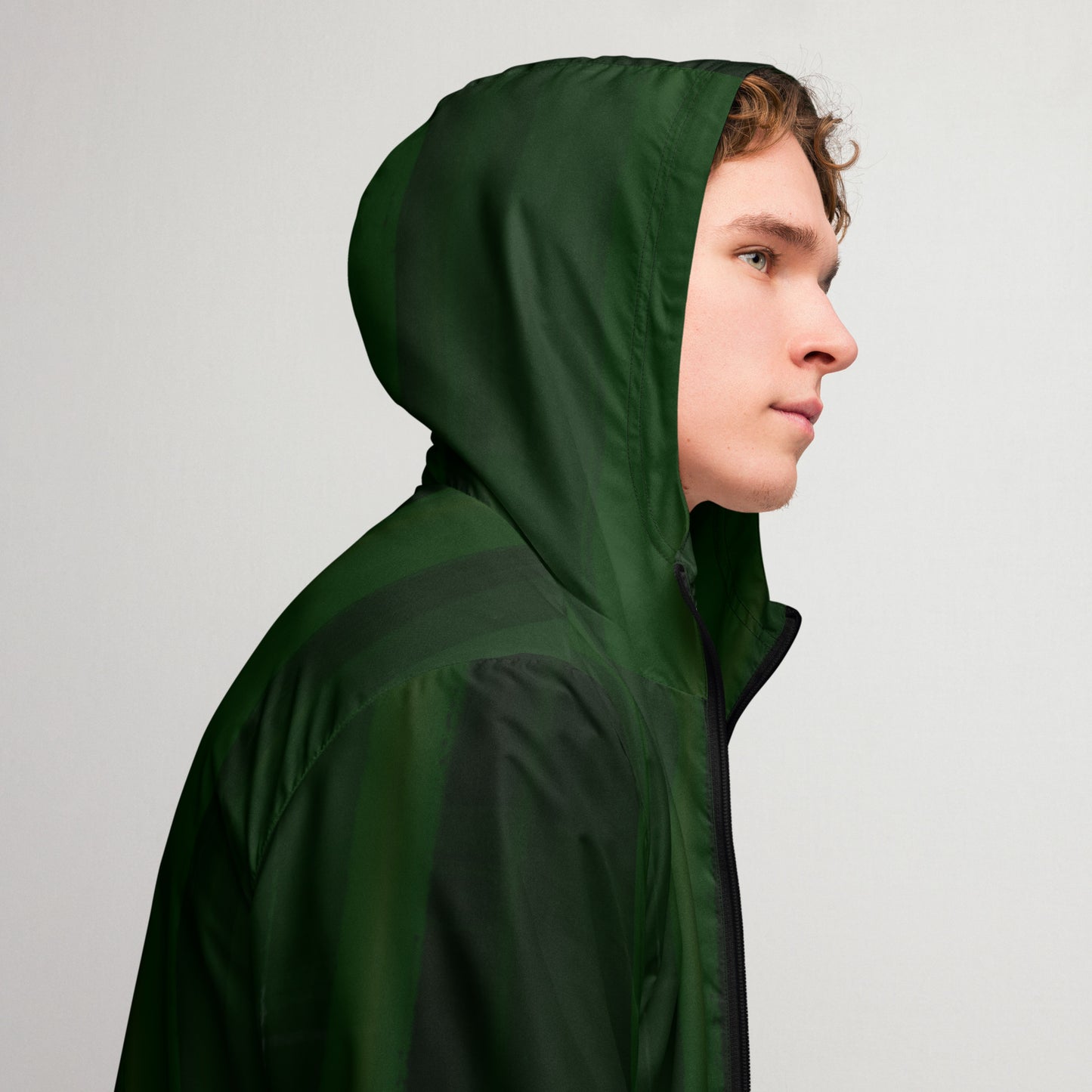Dark Green Water-Resistant Windbreaker: Men's Lightweight Mesh-Lined Jacket