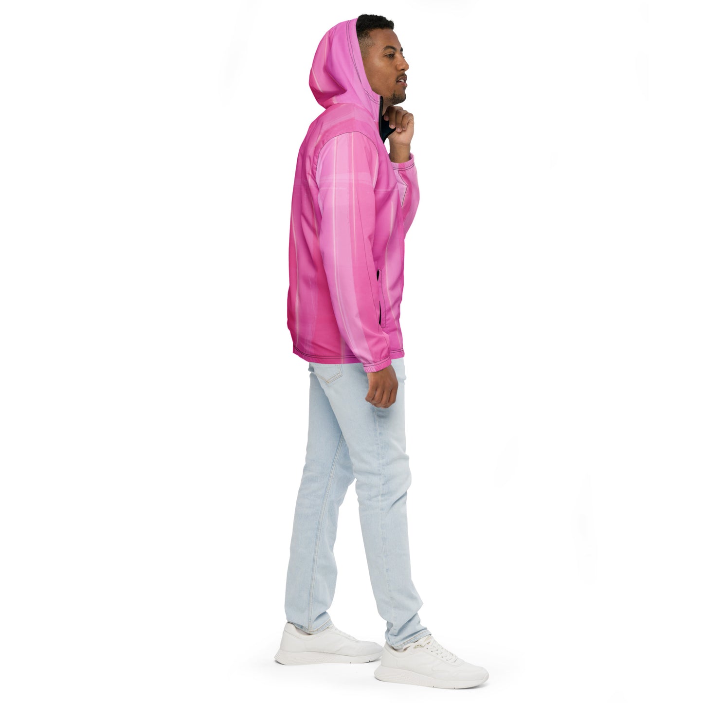 Pink Water-Resistant Windbreaker: Men's Lightweight Mesh-Lined Jacket
