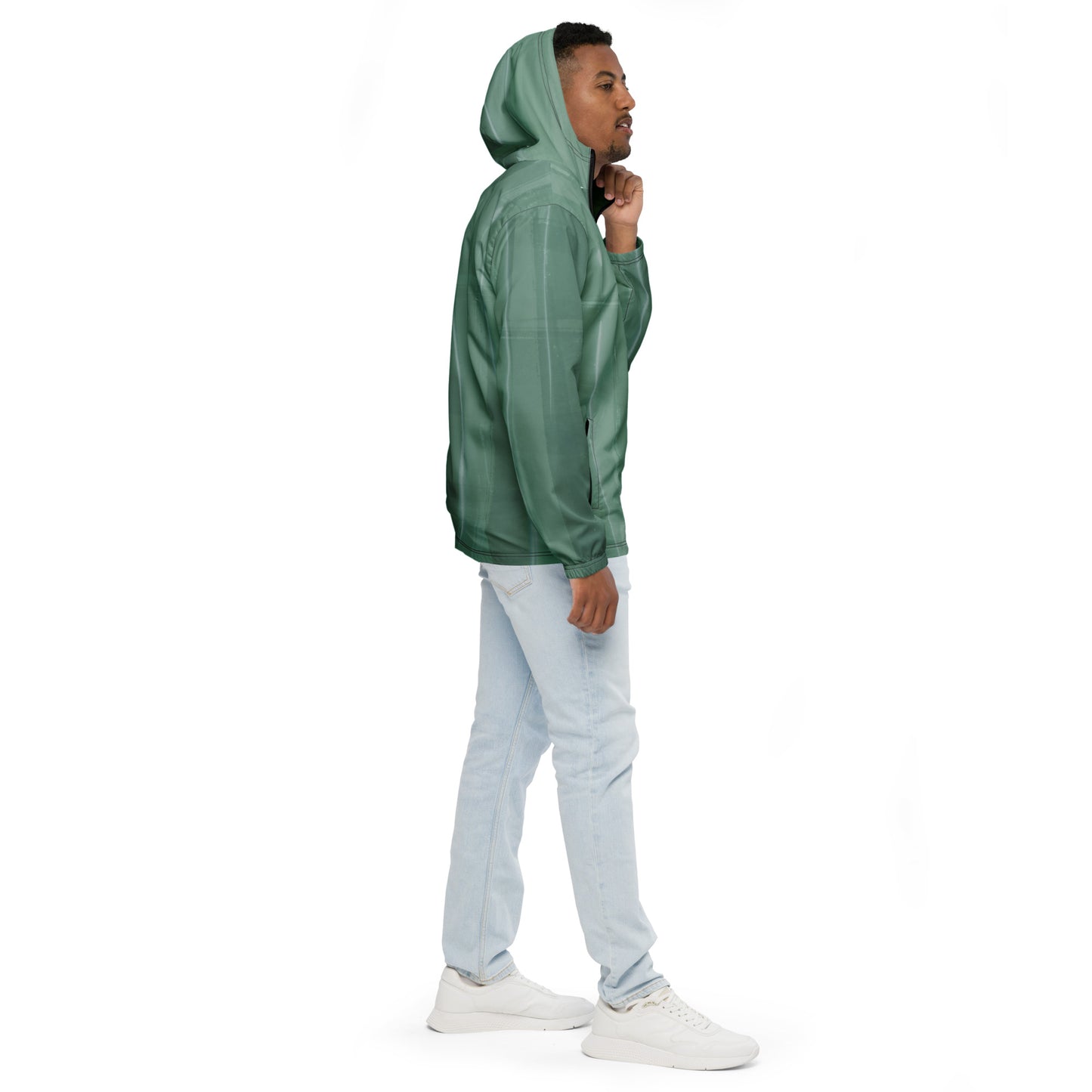Sage Green Water-Resistant Windbreaker, Men's Lightweight Mesh-Lined Jacket