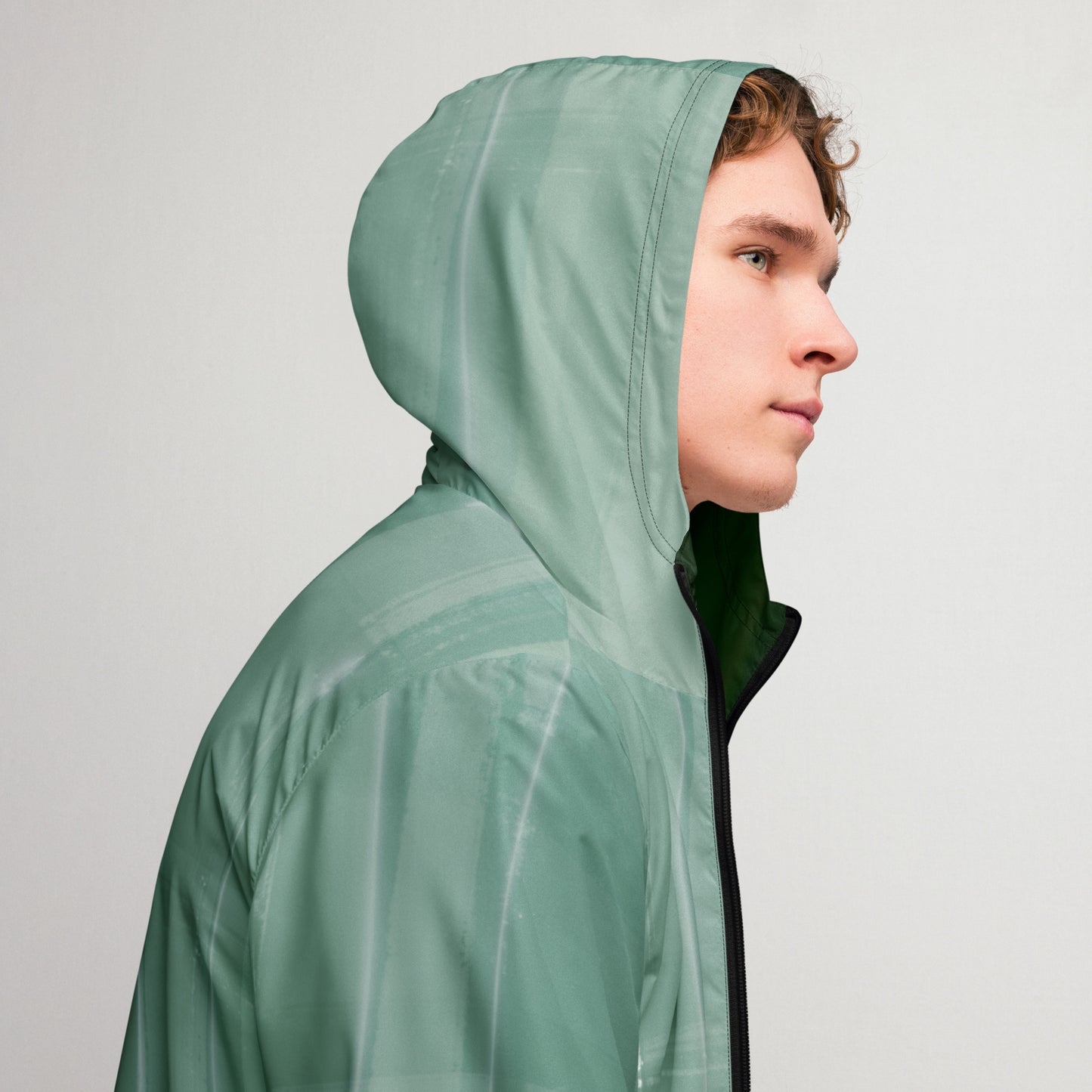 Sage Green Water-Resistant Windbreaker, Men's Lightweight Mesh-Lined Jacket