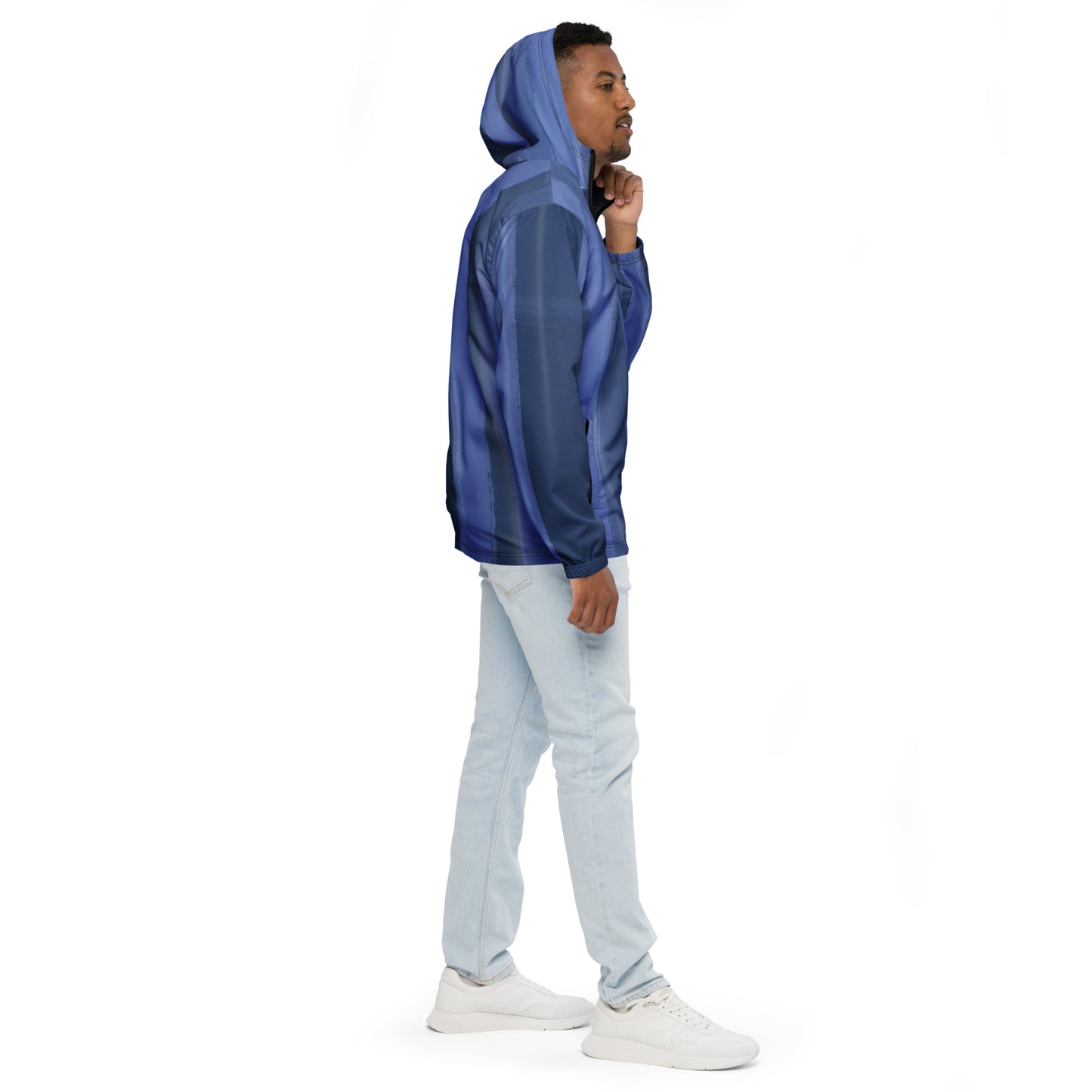 Blue and Indigo Water-Resistant Windbreaker: Men's Lightweight Mesh-Lined Jacket