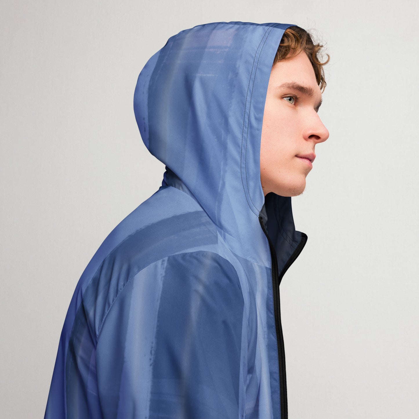Blue and Indigo Water-Resistant Windbreaker: Men's Lightweight Mesh-Lined Jacket