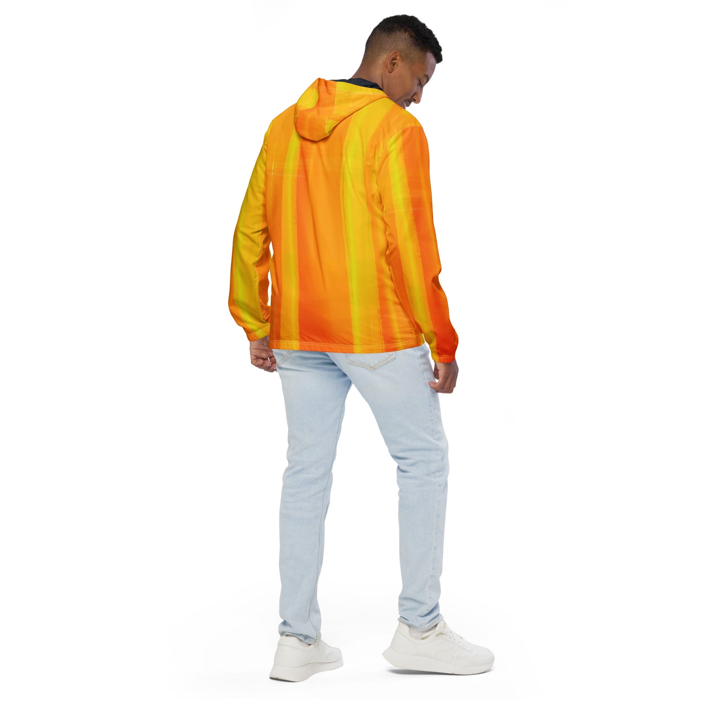 Yellow and Indigo Water-Resistant Windbreaker: Men's Lightweight Mesh-Lined Jacket