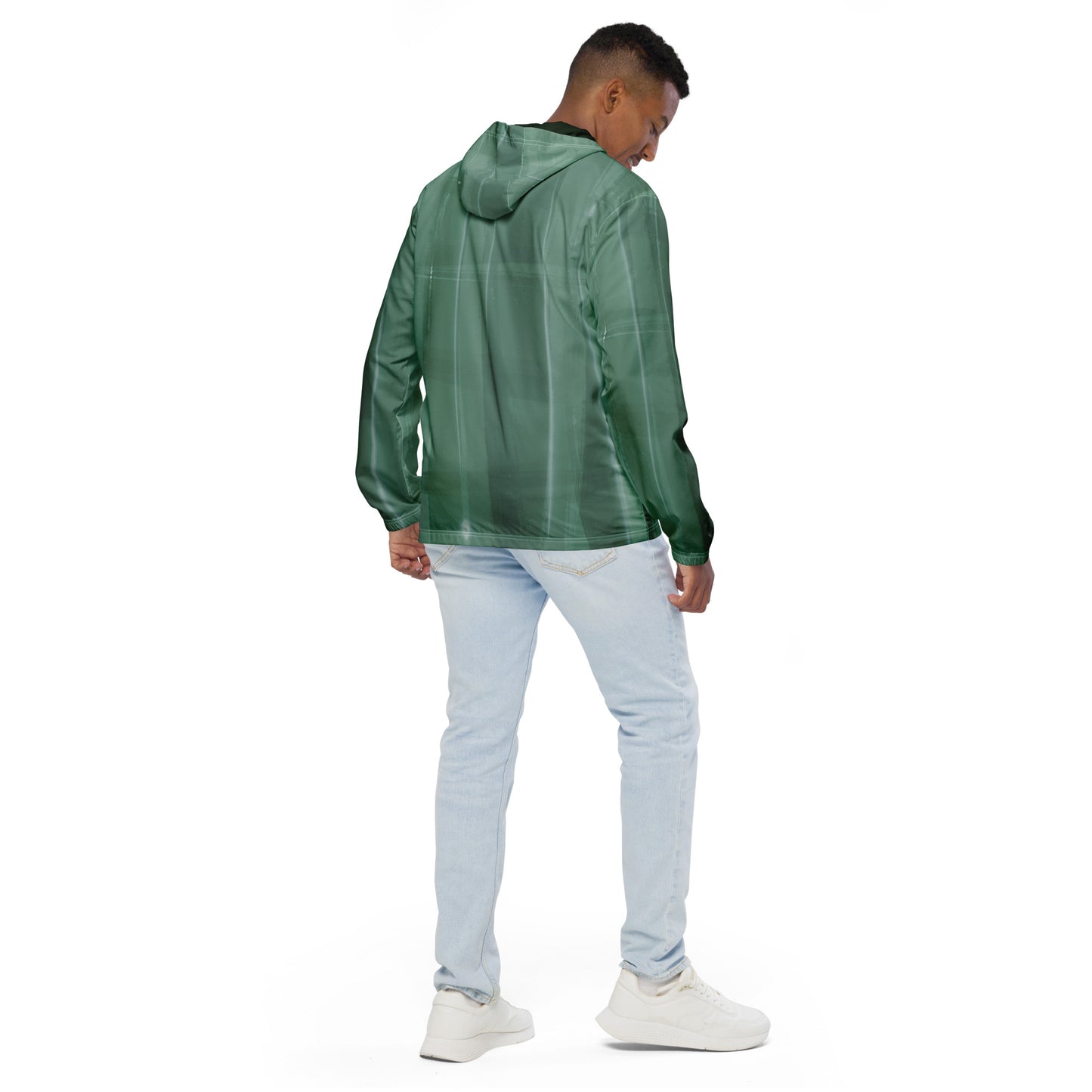 Sage Green Water-Resistant Windbreaker, Men's Lightweight Mesh-Lined Jacket