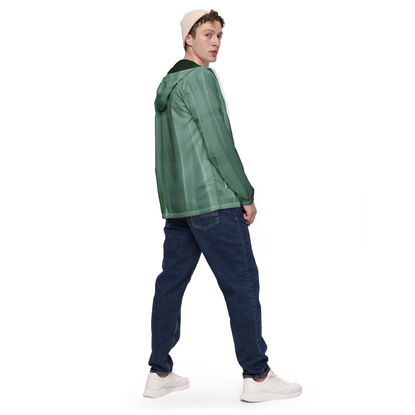 Sage Green Water-Resistant Windbreaker, Men's Lightweight Mesh-Lined Jacket