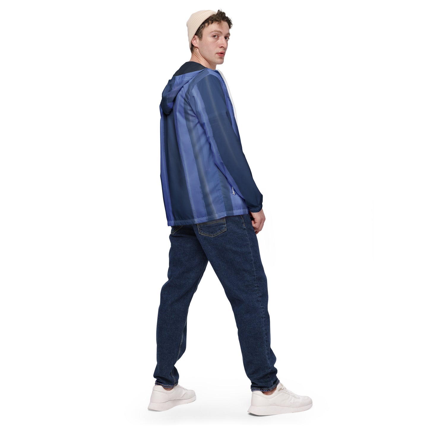 Blue and Indigo Water-Resistant Windbreaker: Men's Lightweight Mesh-Lined Jacket