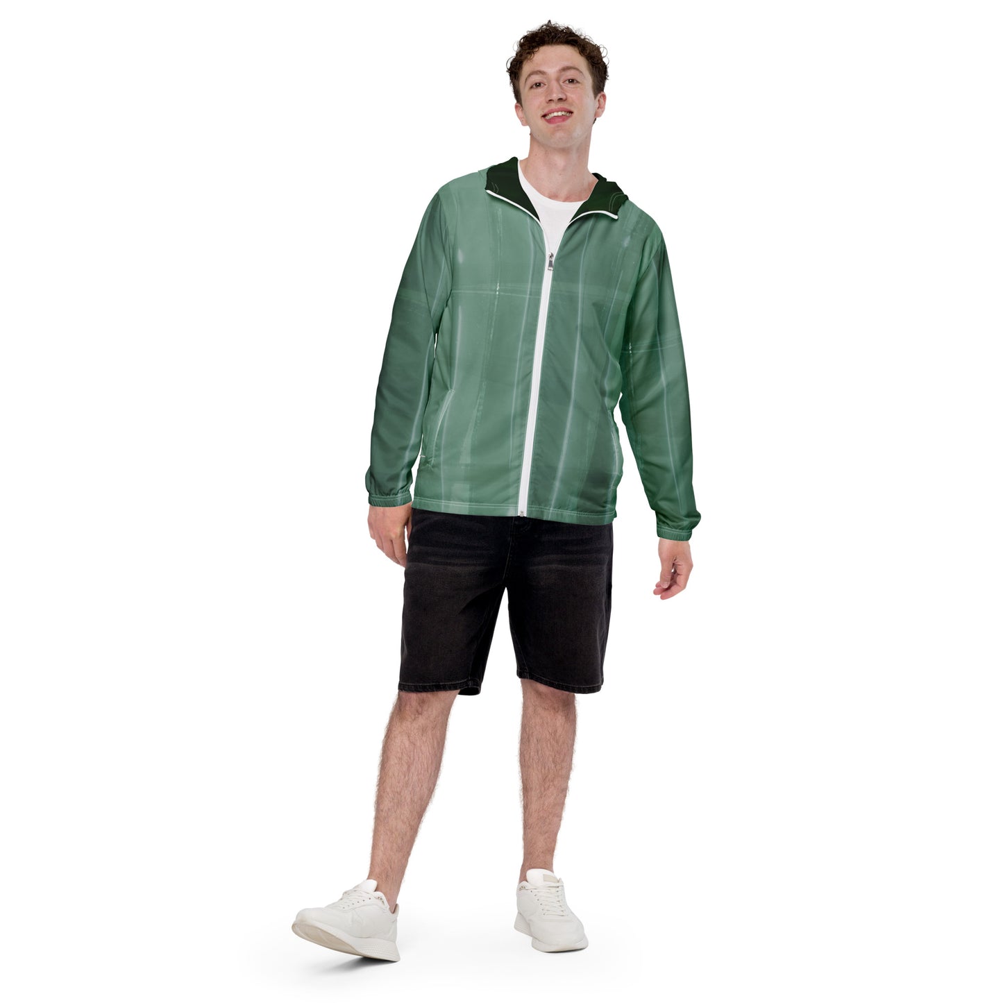 Sage Green Water-Resistant Windbreaker, Men's Lightweight Mesh-Lined Jacket