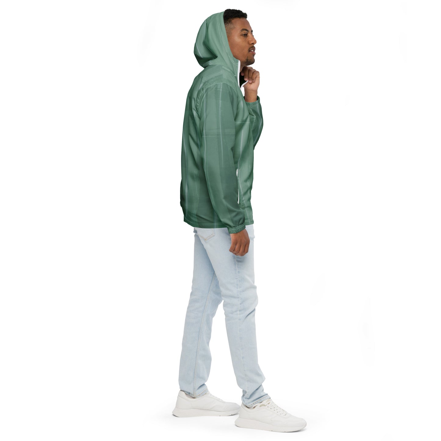 Sage Green Water-Resistant Windbreaker, Men's Lightweight Mesh-Lined Jacket