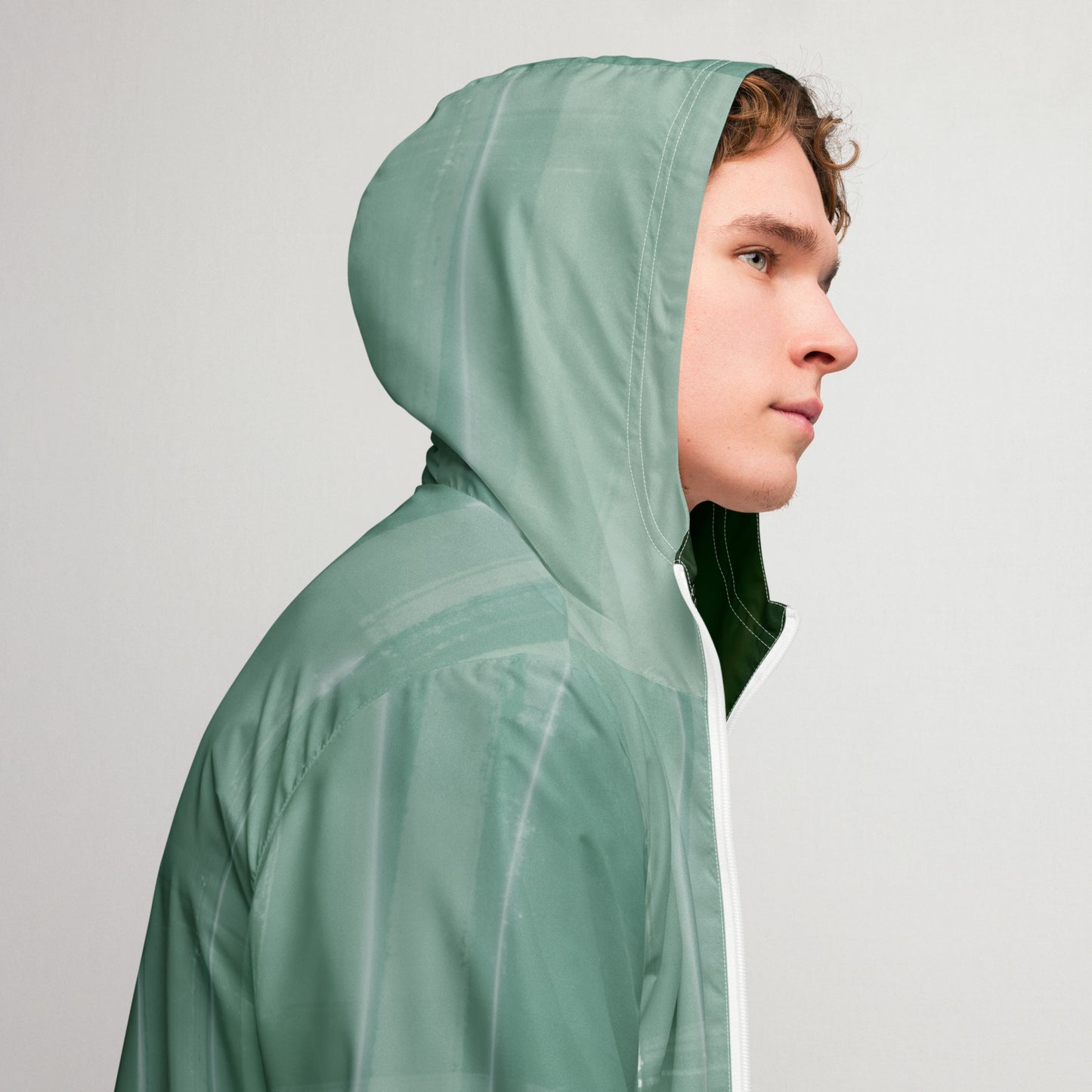 Sage Green Water-Resistant Windbreaker, Men's Lightweight Mesh-Lined Jacket