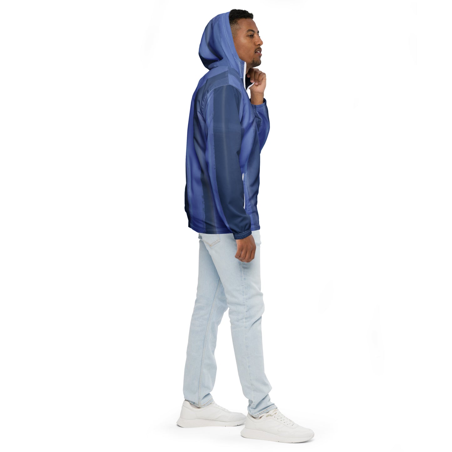 Blue and Indigo Water-Resistant Windbreaker: Men's Lightweight Mesh-Lined Jacket