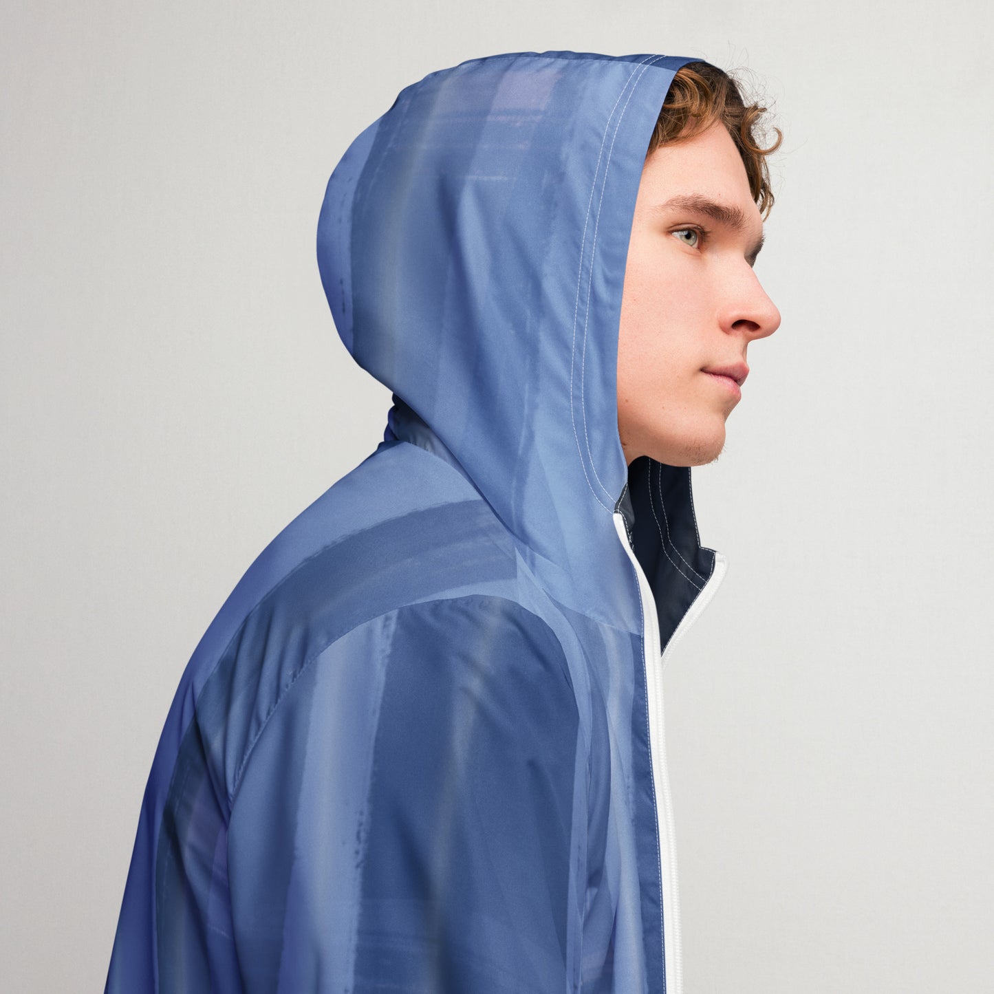 Blue and Indigo Water-Resistant Windbreaker: Men's Lightweight Mesh-Lined Jacket