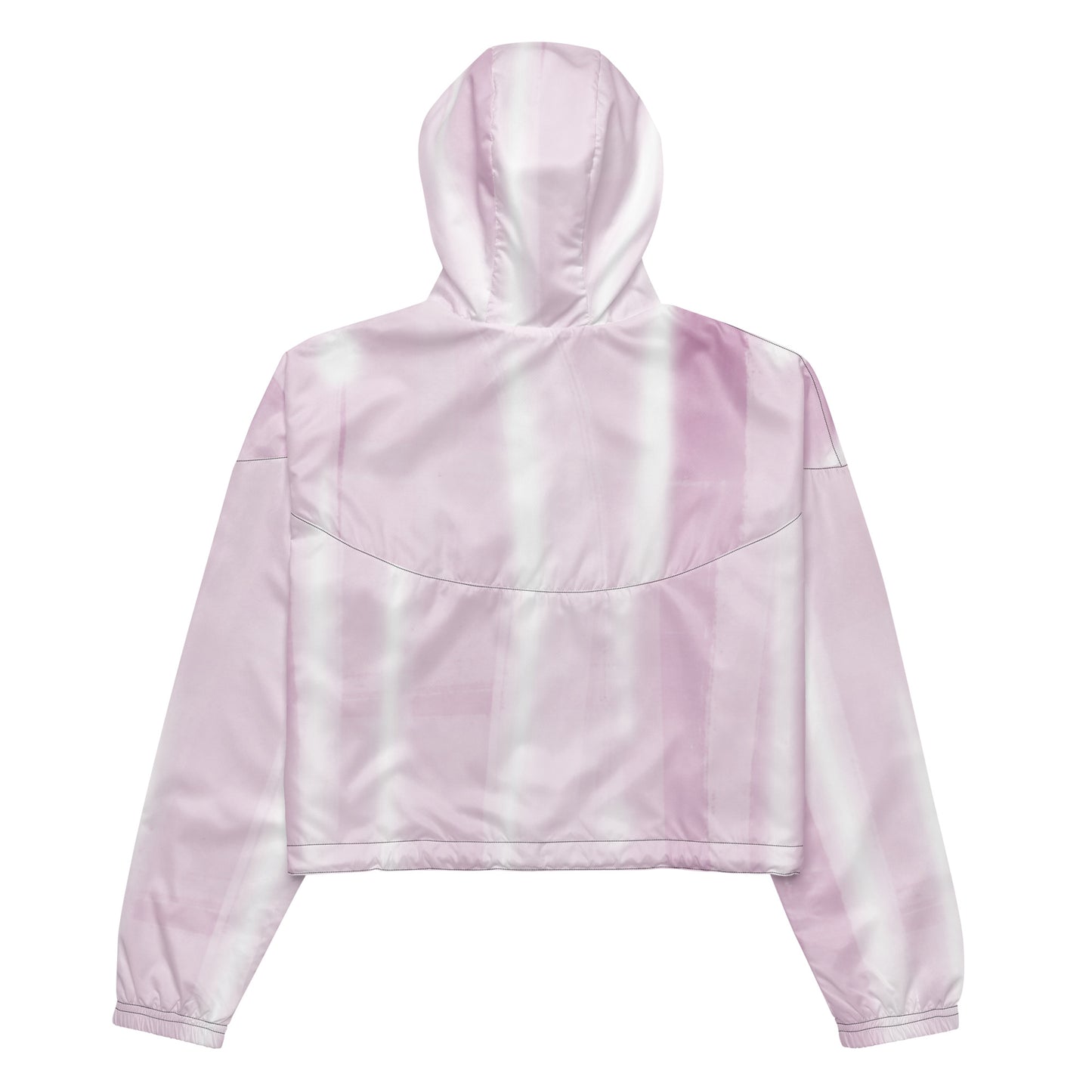 Baby Pink & White Cropped Windbreaker Hoodie – Women's Water-Resistant Jacket