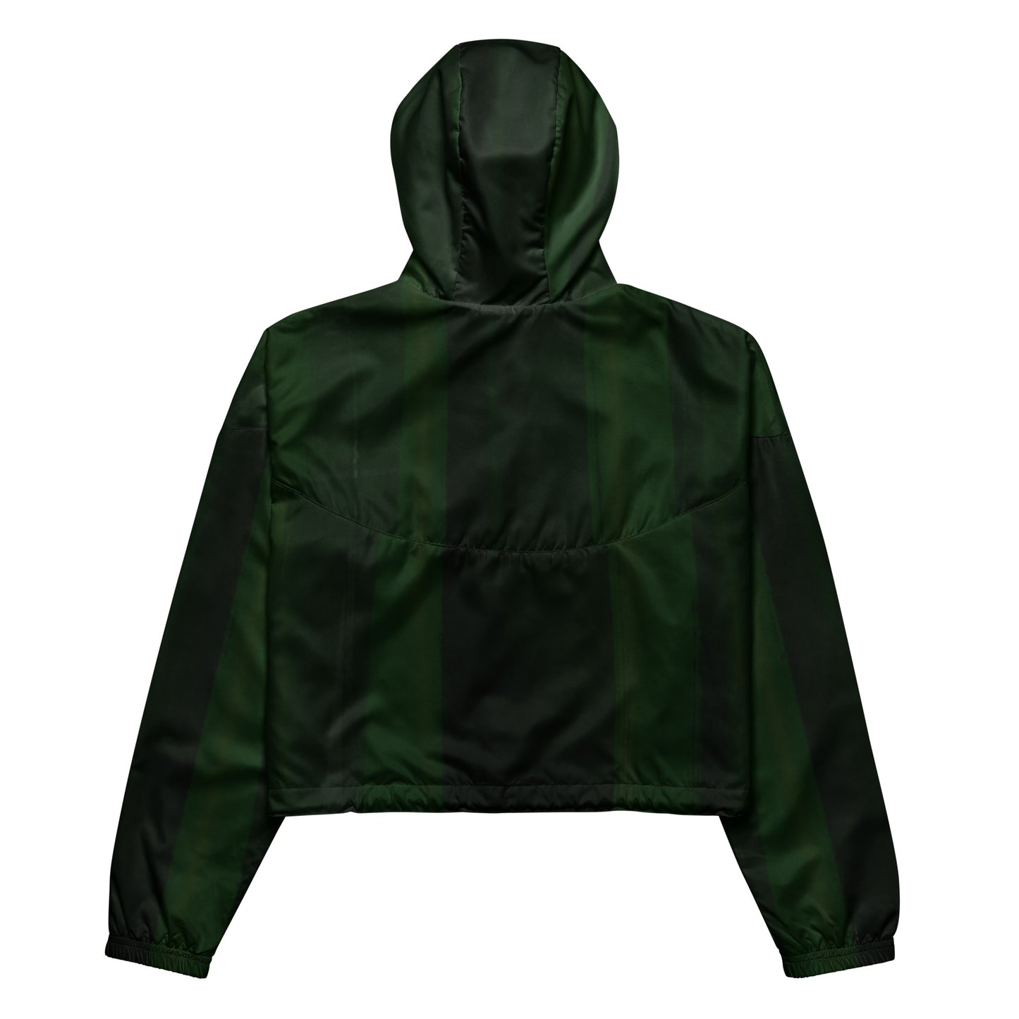 Green Cropped Windbreaker Hoodie – Women's Water-Resistant Athletic Jacket