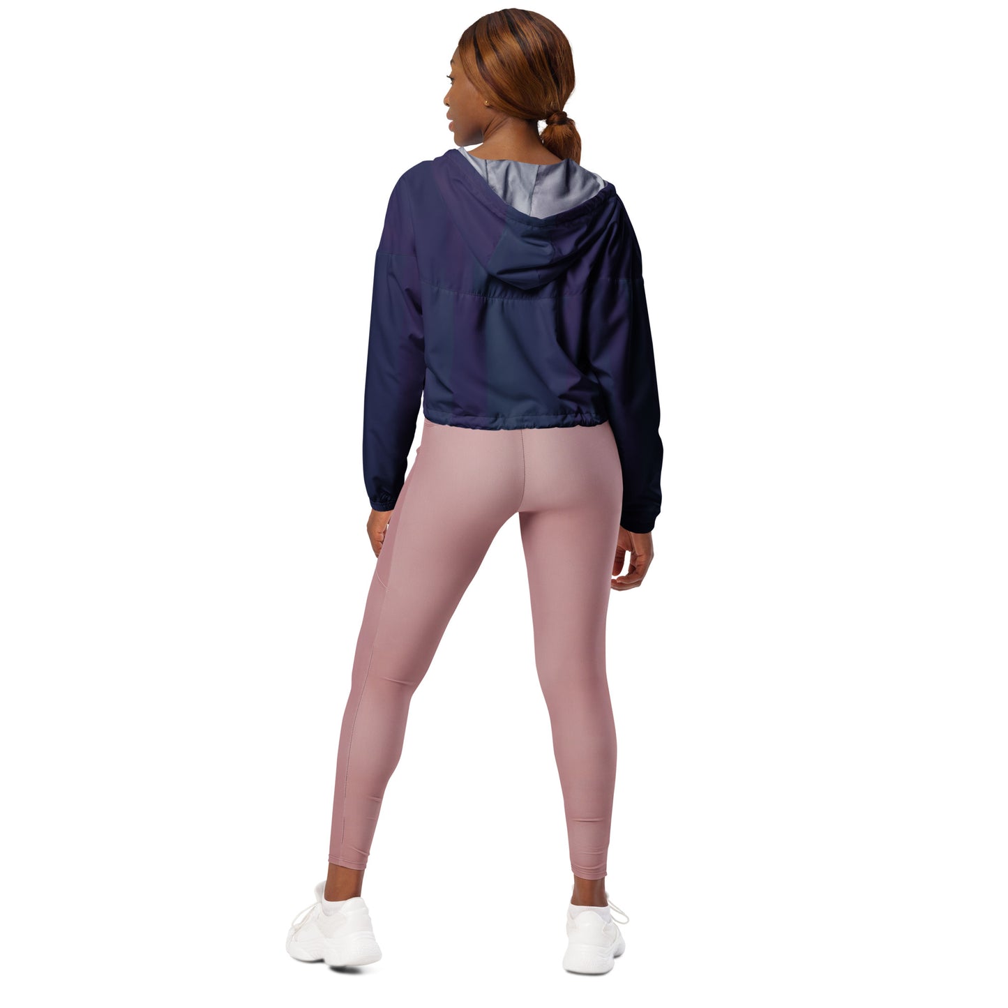 Purple Cropped Windbreaker Hoodie – Women's Water-Resistant Athletic Jacket