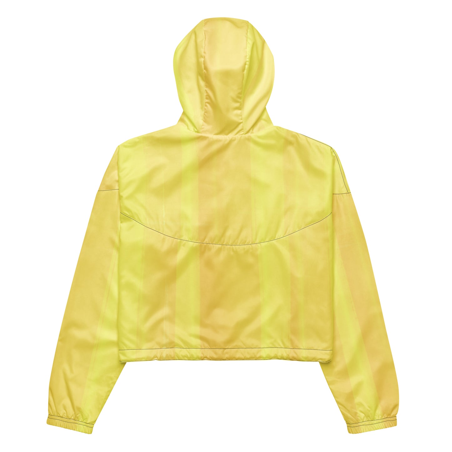 Lemon Yellow Cropped Windbreaker Hoodie – Women's Water-Resistant Athletic Jacket