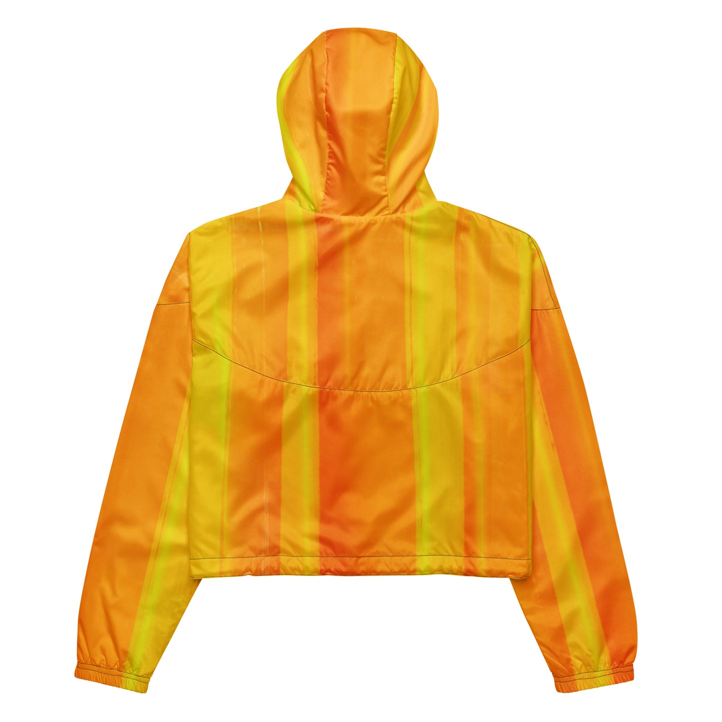 Sunshine Yellow Cropped Windbreaker Hoodie – Women's Water-Resistant Athletic Jacket