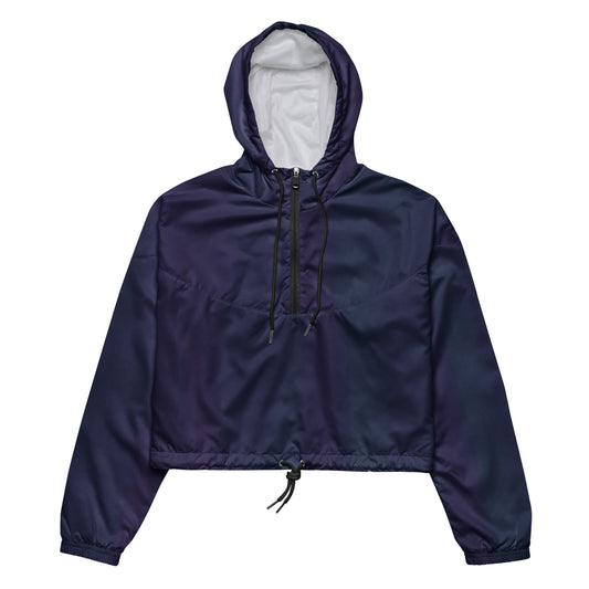 Purple Cropped Windbreaker Hoodie – Women's Water-Resistant Athletic Jacket