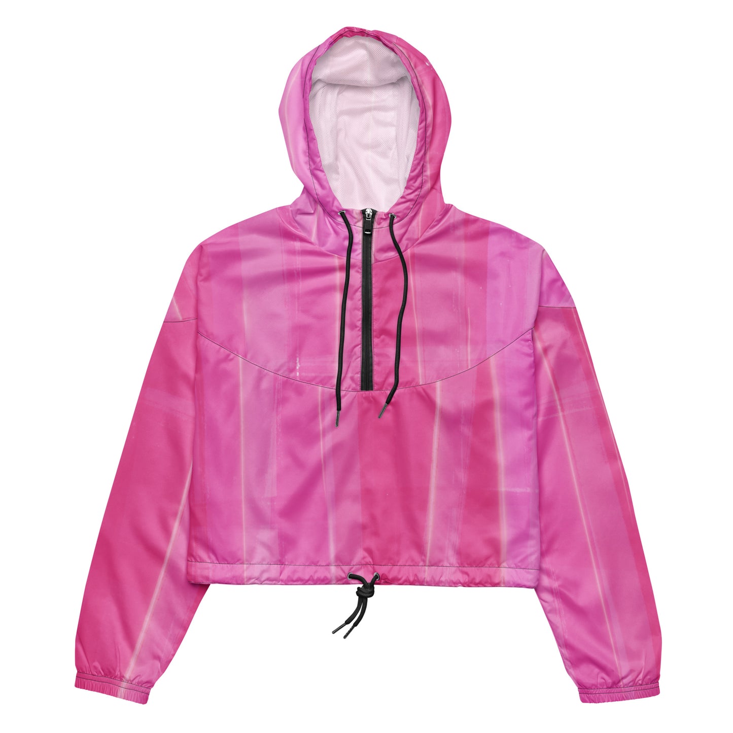 Pink Cropped Windbreaker Hoodie – Women's Water-Resistant Outdoor Jacket