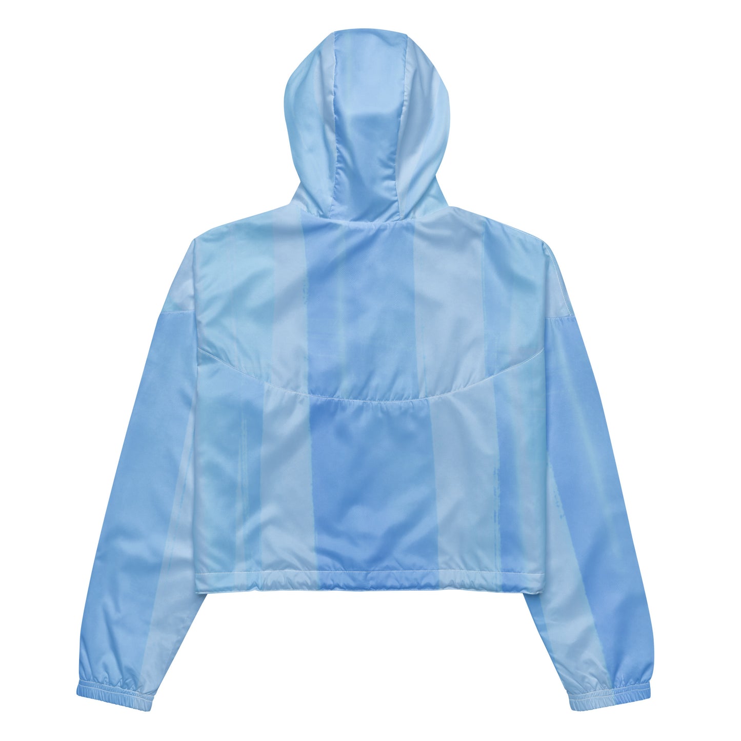 Light Blue Cropped Windbreaker Hoodie – Women's Water-Resistant Athletic Jacket