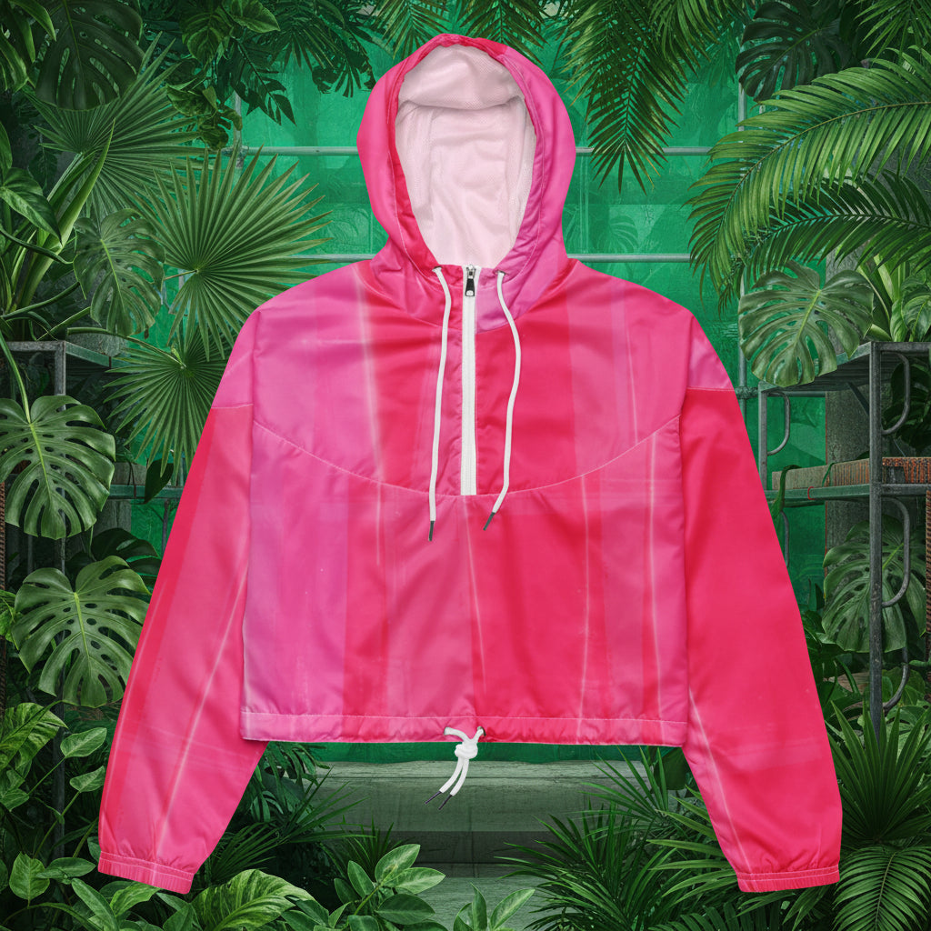 Pink hooded jacket with a gradient effect on a white background